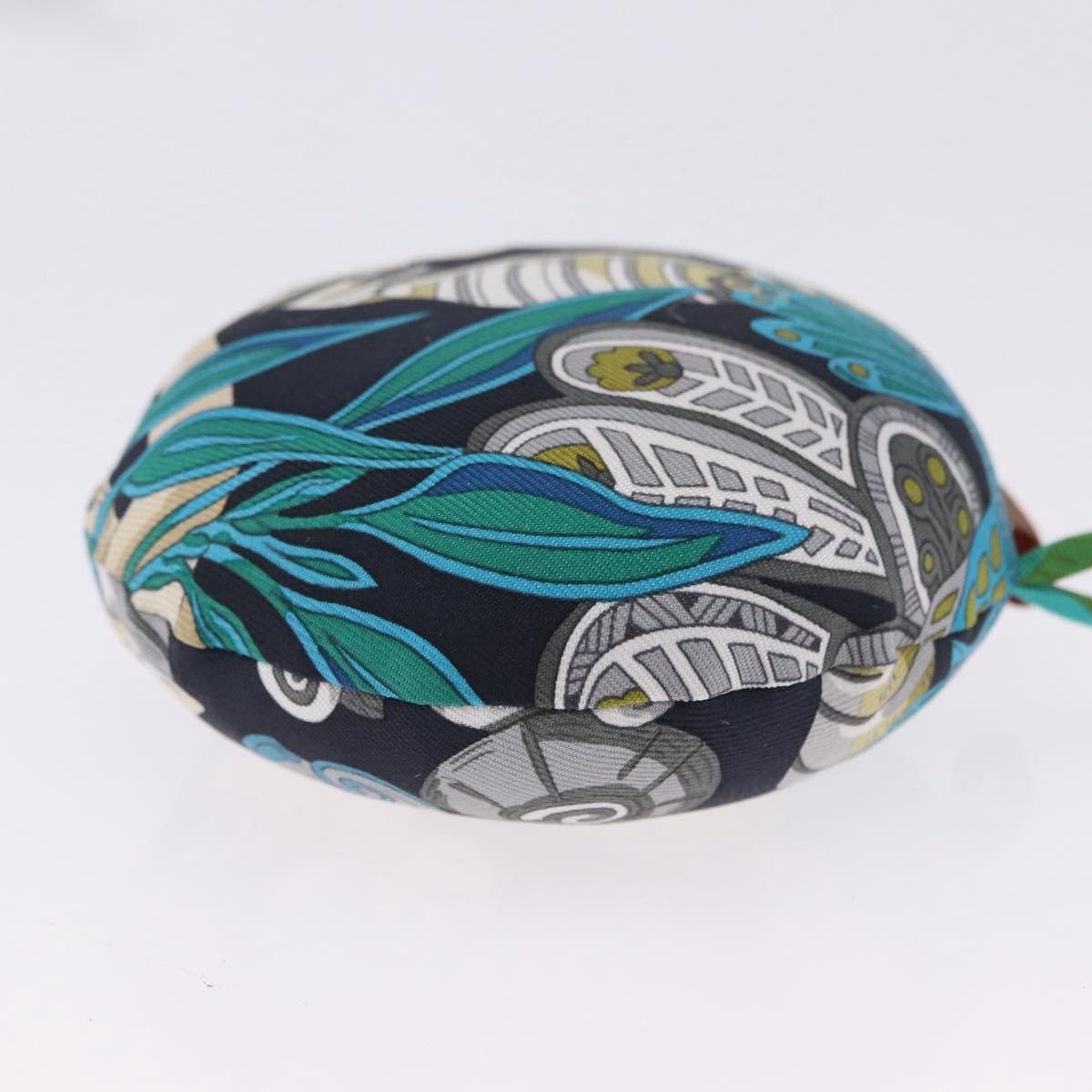 HERMES Petit Ash Bag Charm Silk Blue Auth 203689M