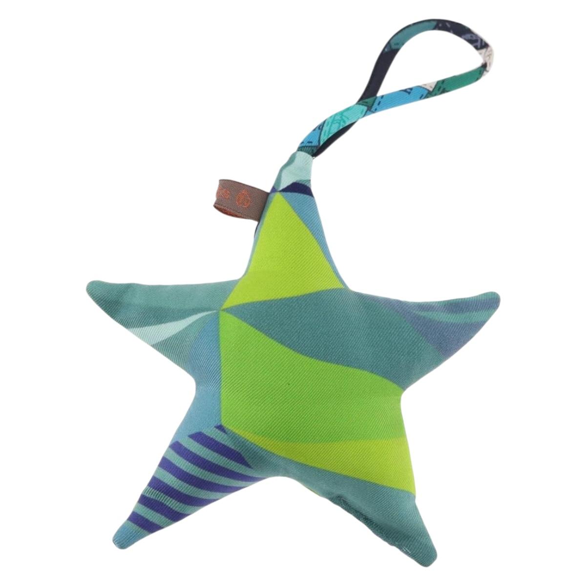 HERMES Petit Ash Bag Charm Silk Green Auth 203690M