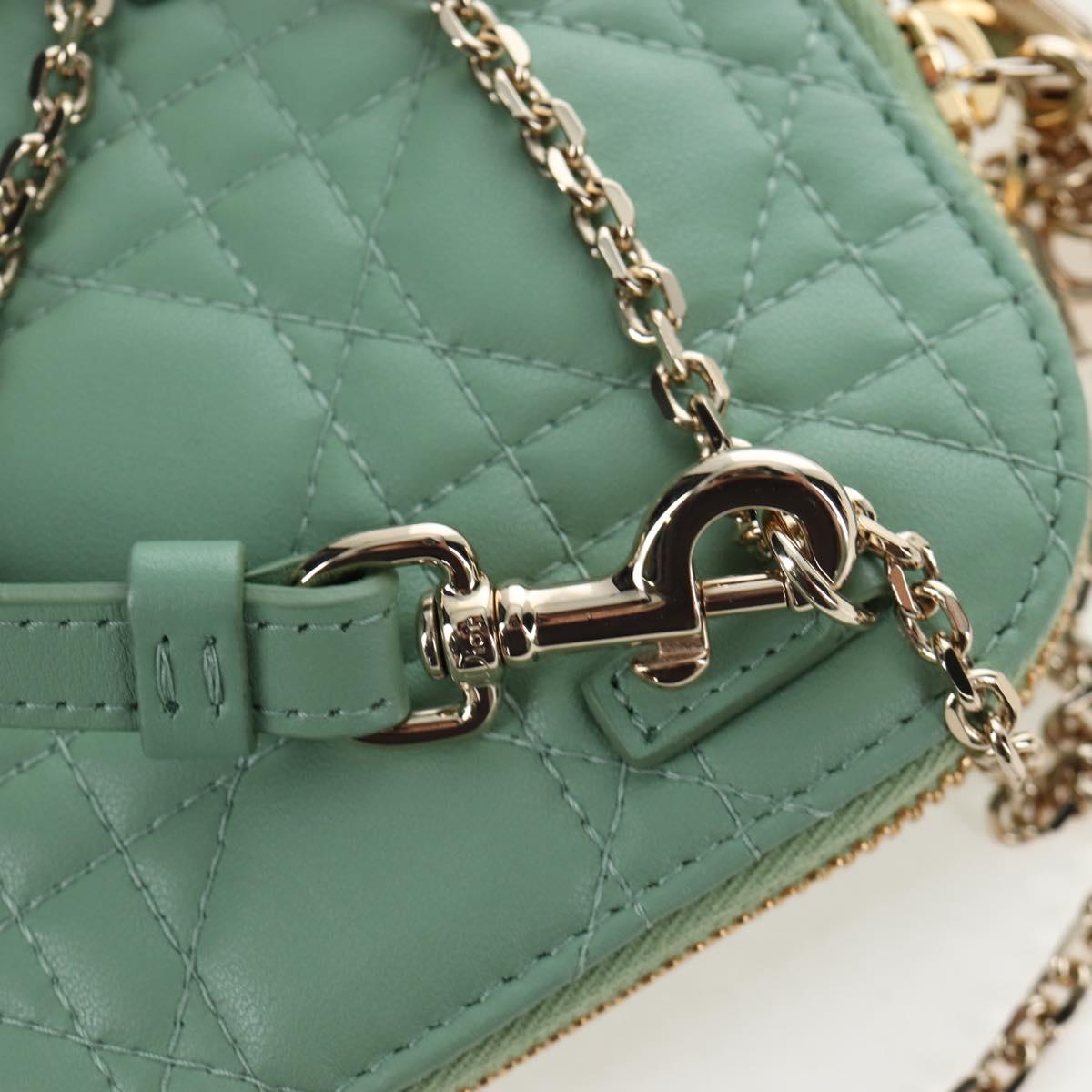 Christian Dior Cannage Chain Shoulder Phone Pouch Lamb Skin 2way Auth 203691V