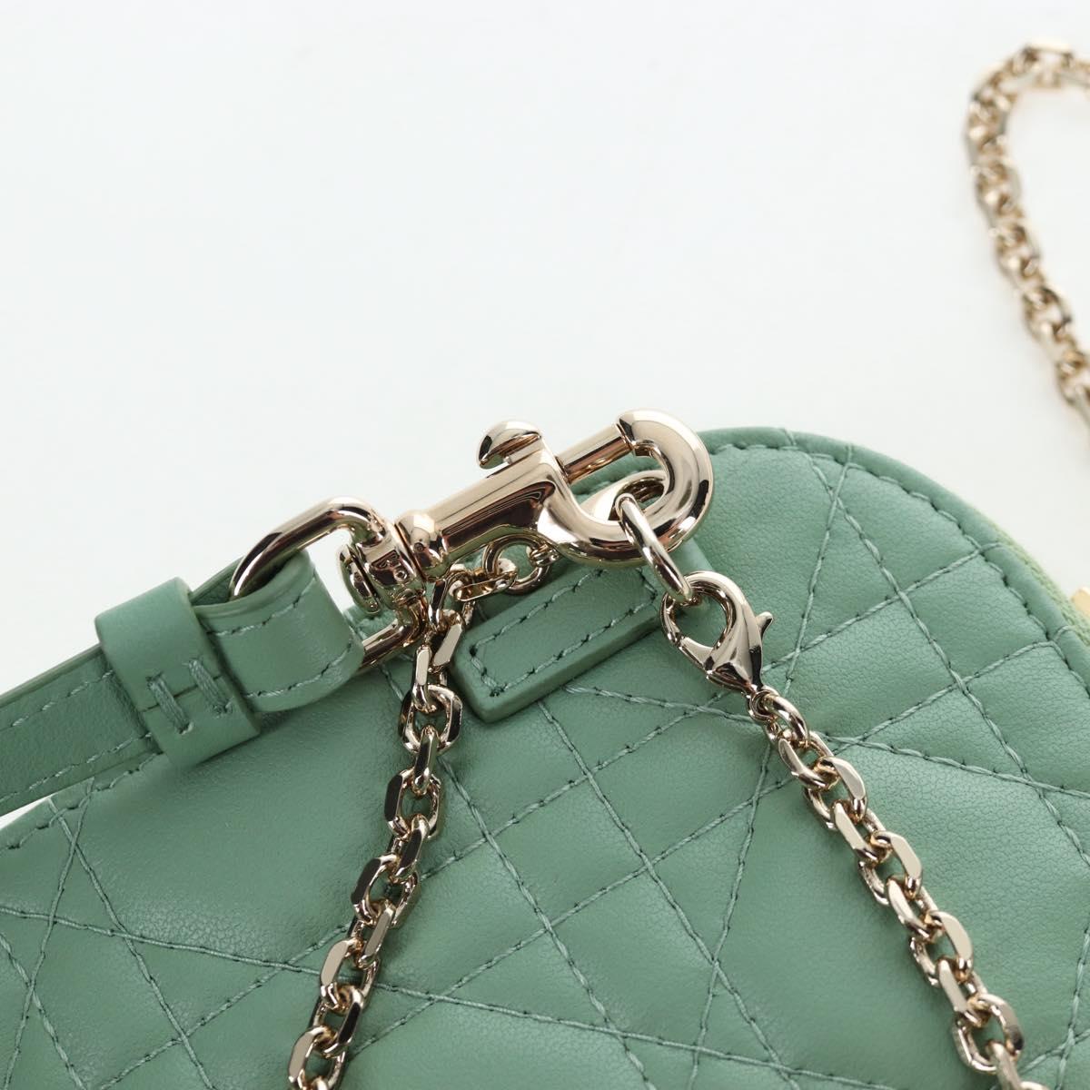 Christian Dior Cannage Chain Shoulder Phone Pouch Lamb Skin 2way Auth 203691V
