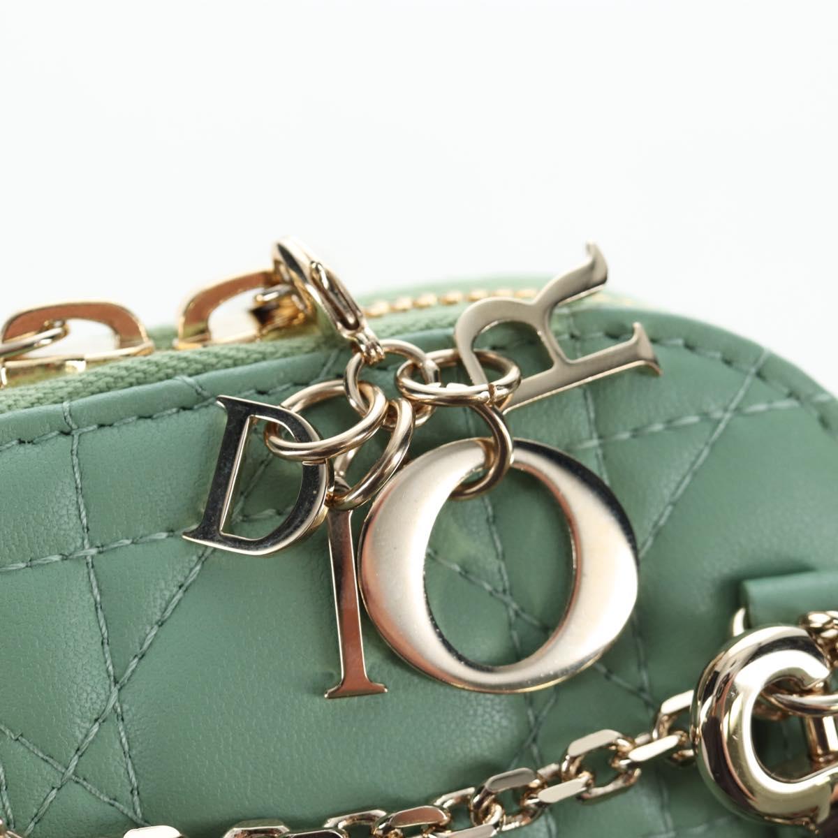 Christian Dior Cannage Chain Shoulder Phone Pouch Lamb Skin 2way Auth 203691V