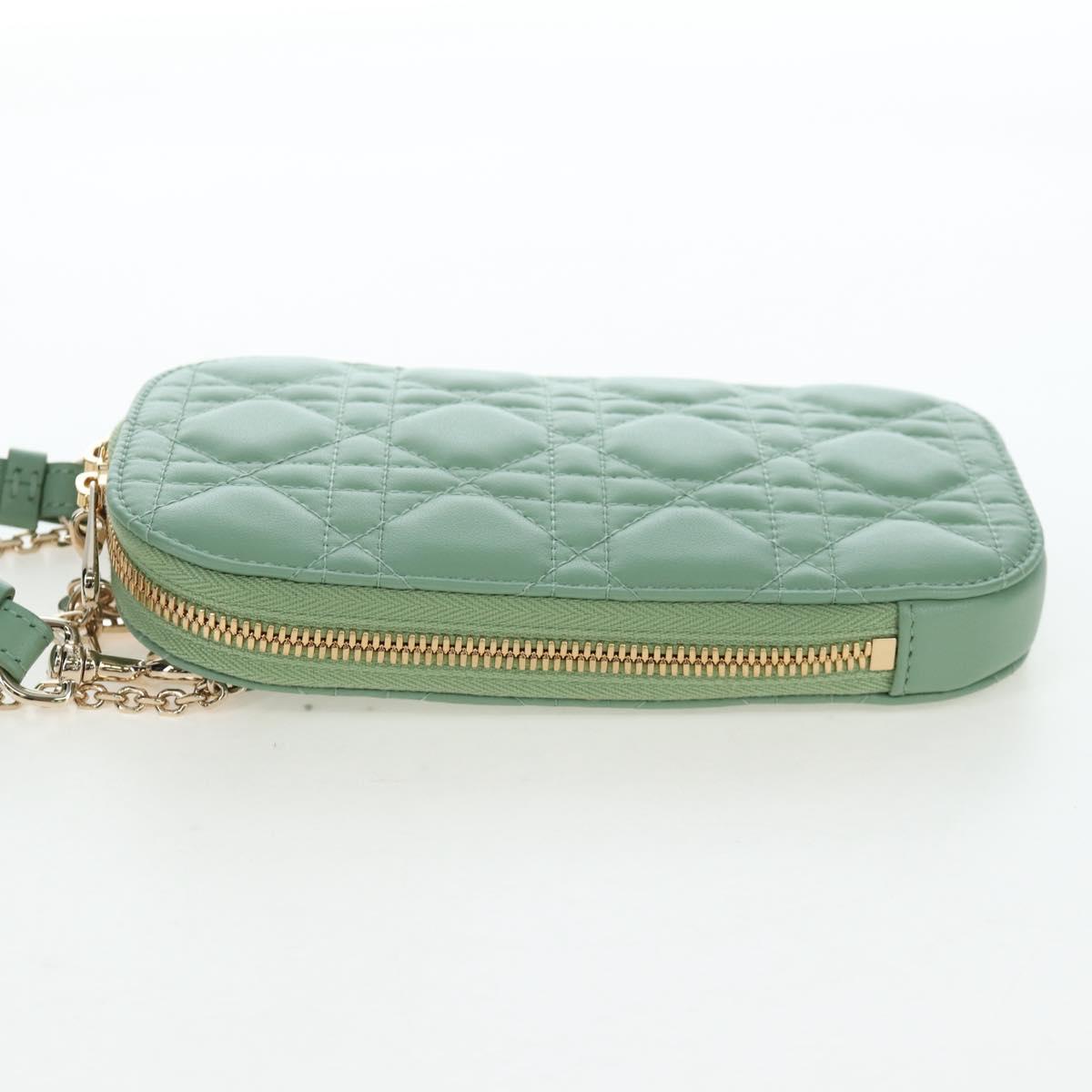 Christian Dior Cannage Chain Shoulder Phone Pouch Lamb Skin 2way Auth 203691V