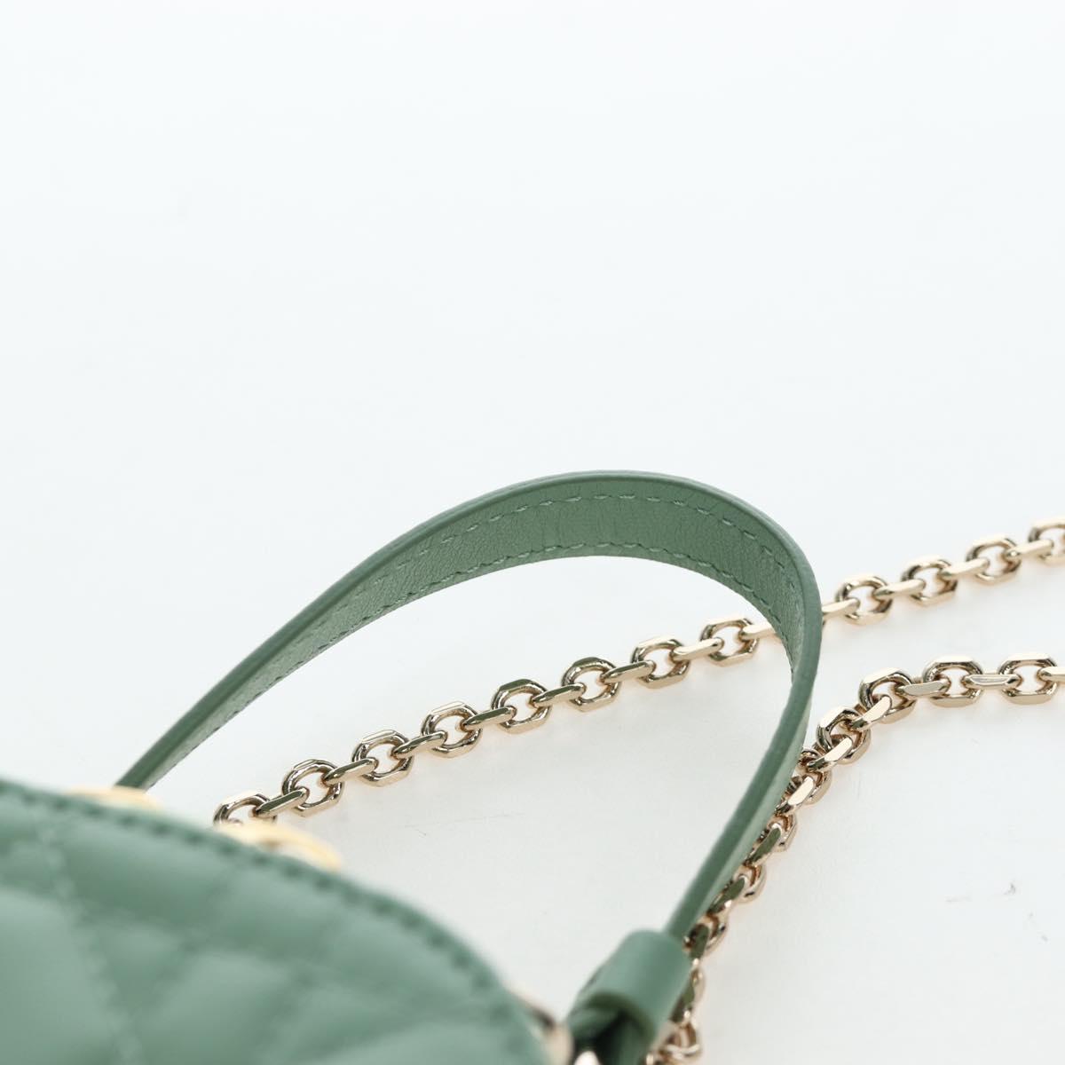 Christian Dior Cannage Chain Shoulder Phone Pouch Lamb Skin 2way Auth 203691V