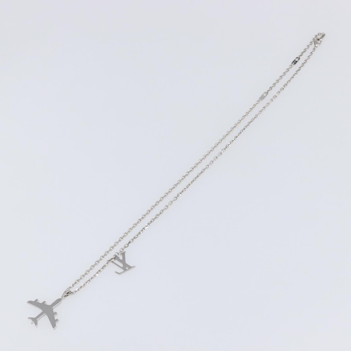 LOUIS VUITTON LV Plane Necklace Metal Silver Tone MP3157 LV Auth 203697V