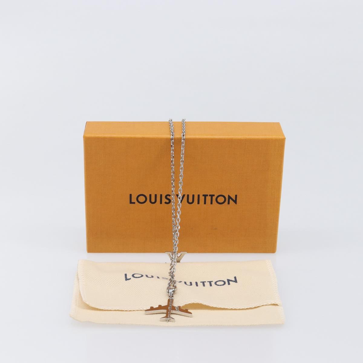 LOUIS VUITTON LV Plane Necklace Metal Silver Tone MP3157 LV Auth 203697V