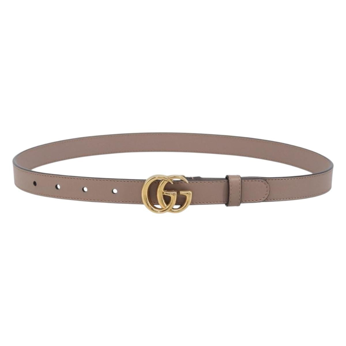 GUCCI GG Marmont Belt Leather 32.3"" Beige Gold 409417 Auth 203698V