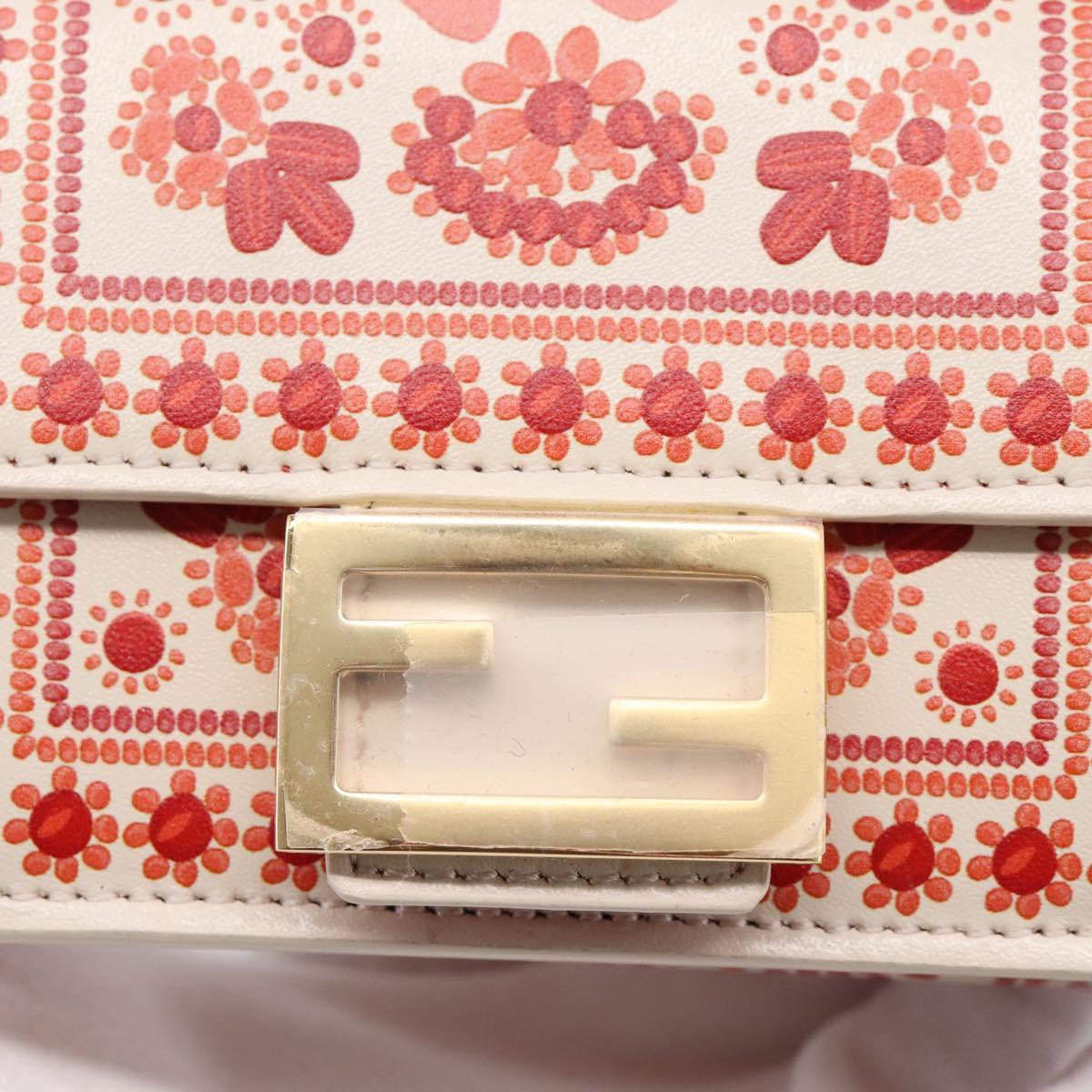 FENDI Compact Wallet Baguette Micro Wallet Leather Red Gold Auth 203699M