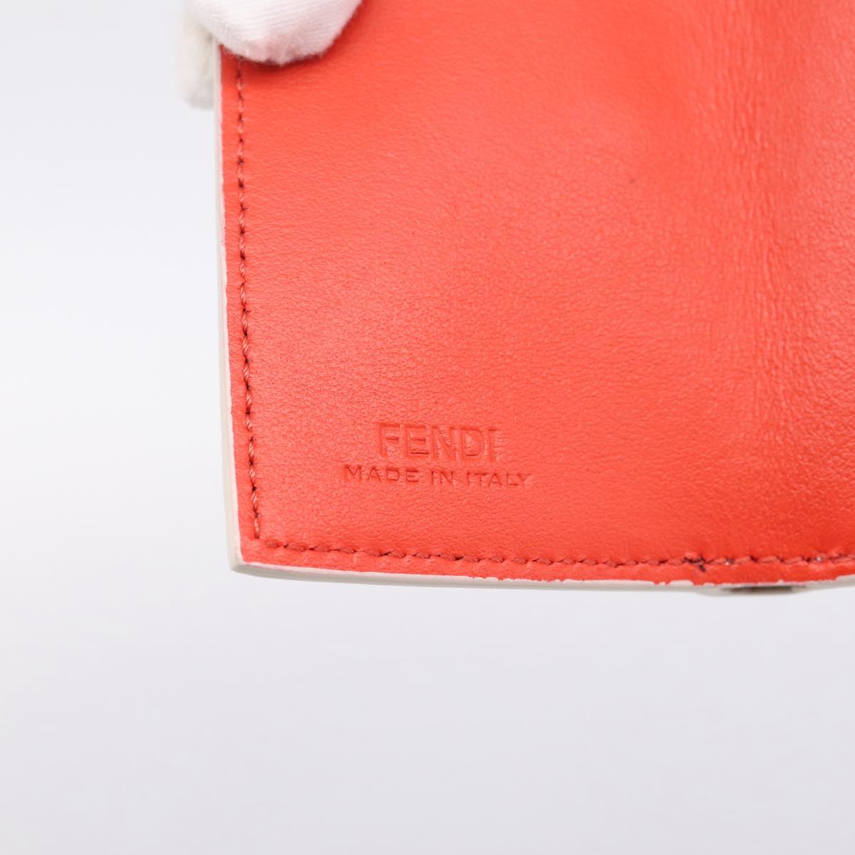 FENDI Compact Wallet Baguette Micro Wallet Leather Red Gold Auth 203699M