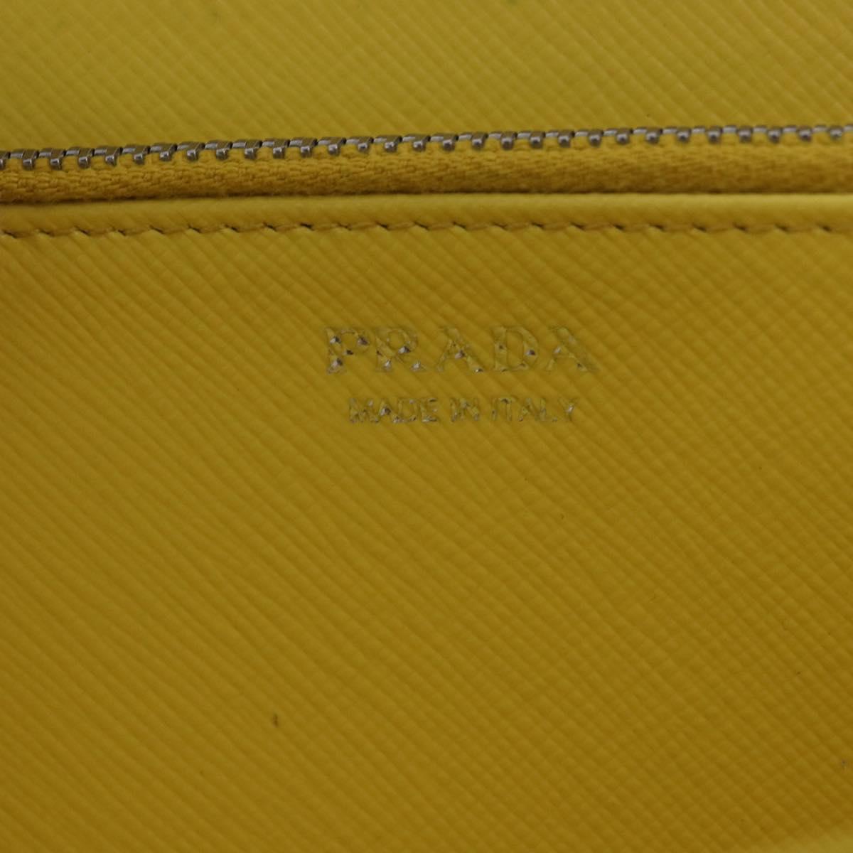 PRADA Long Wallet Safiano Leather Yellow Silver Auth 203700M