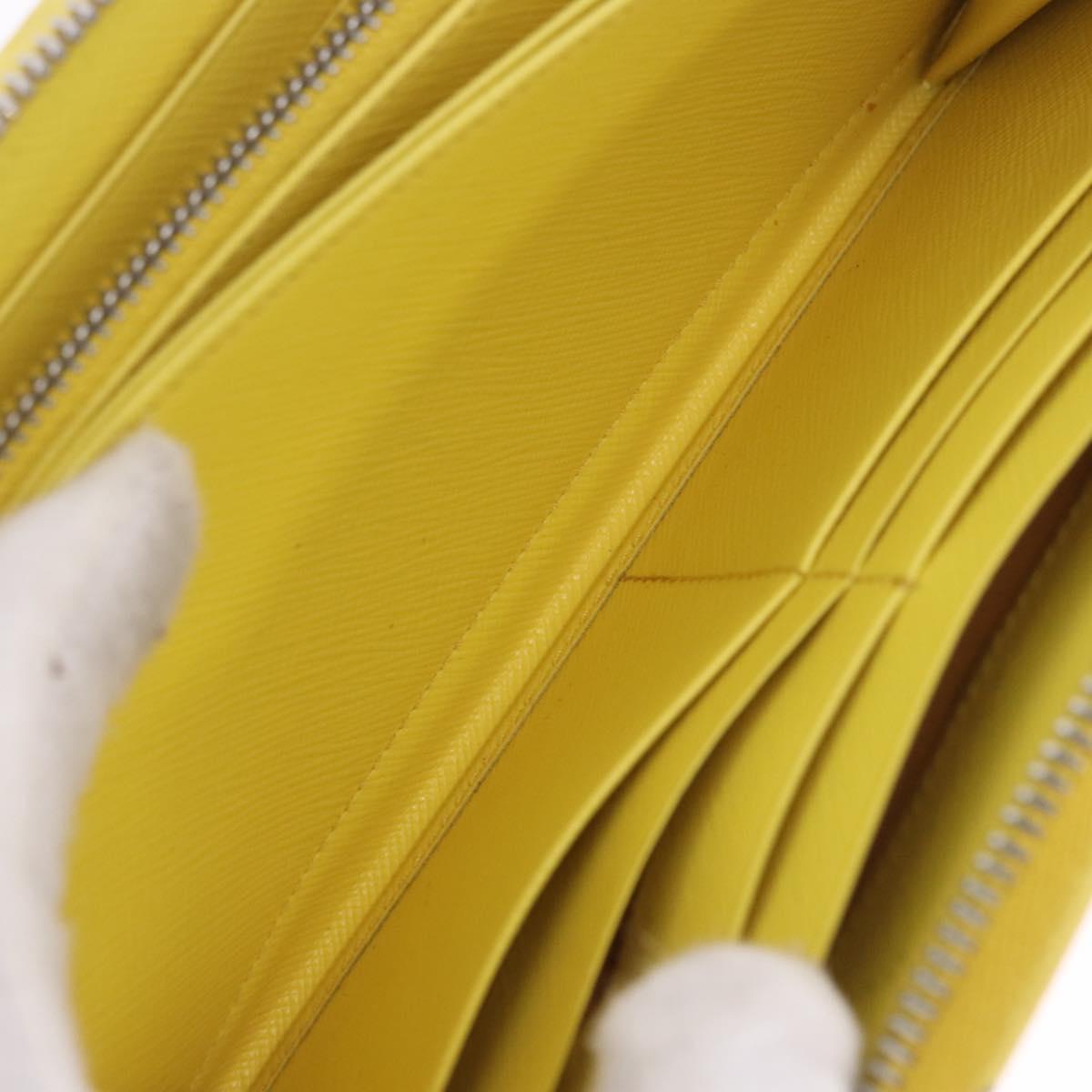 PRADA Long Wallet Safiano Leather Yellow Silver Auth 203700M