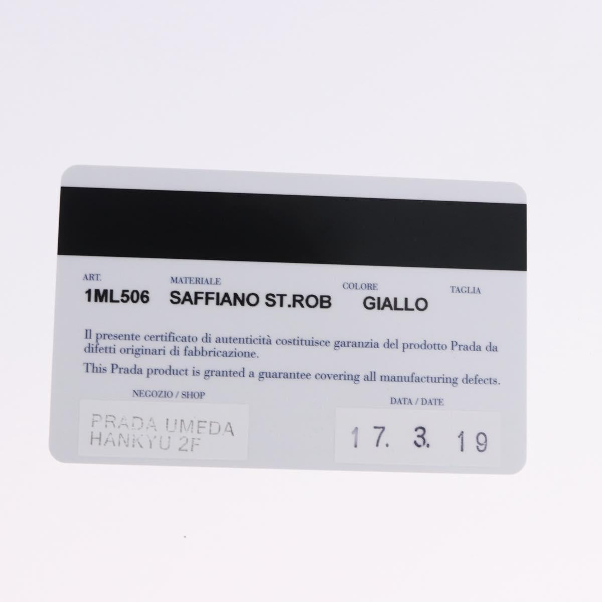 PRADA Long Wallet Safiano Leather Yellow Silver Auth 203700M