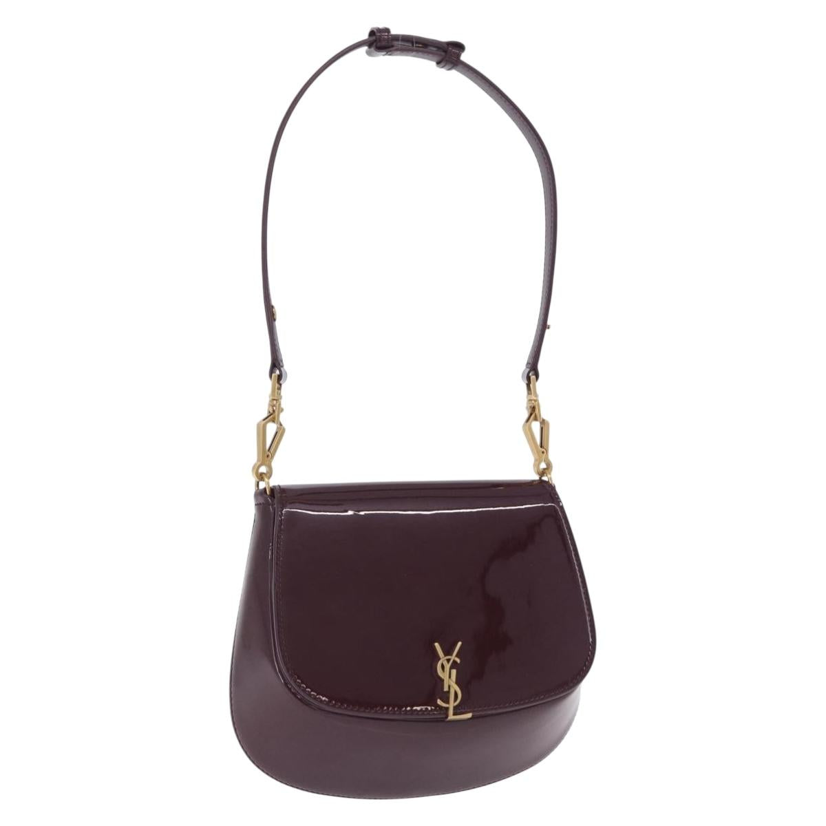 SAINT LAURENT Voltaire Shoulder Bag Patent Leather Bordeaux Gold Auth 203703SAV