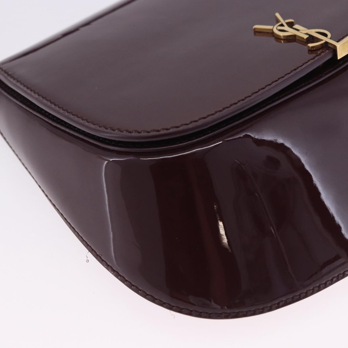 SAINT LAURENT Voltaire Shoulder Bag Patent Leather Bordeaux Gold Auth 203703SAV