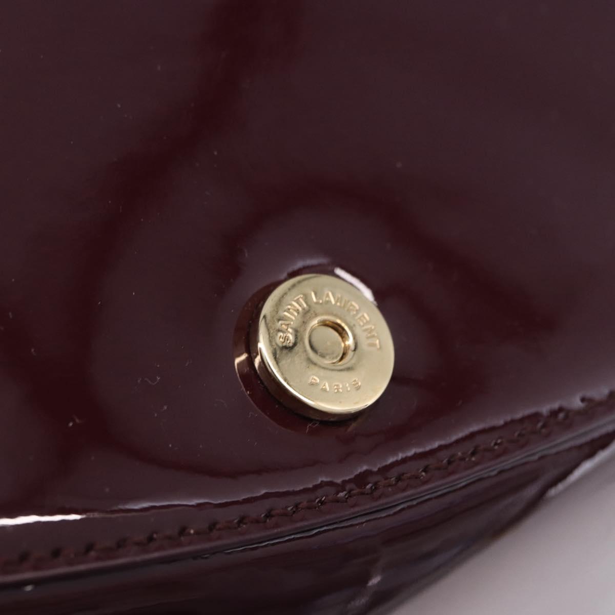 SAINT LAURENT Voltaire Shoulder Bag Patent Leather Bordeaux Gold Auth 203703SAV