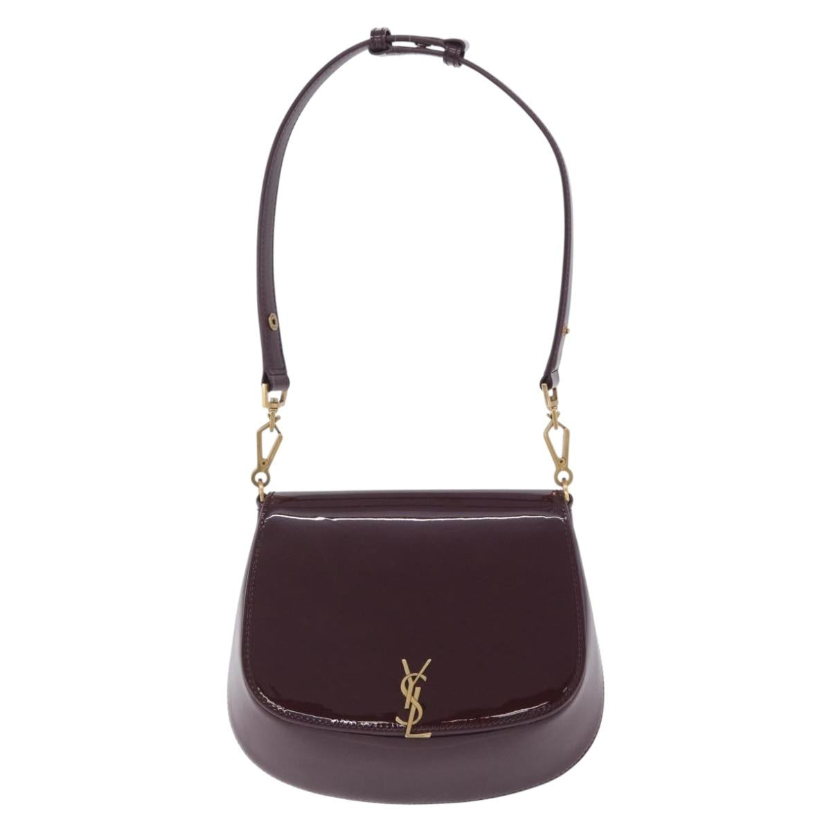SAINT LAURENT Voltaire Shoulder Bag Patent Leather Bordeaux Gold Auth 203703SAV