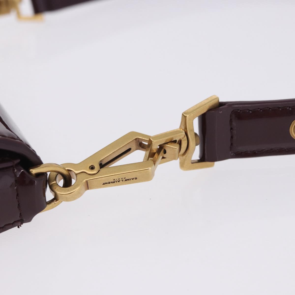 SAINT LAURENT Voltaire Shoulder Bag Patent Leather Bordeaux Gold Auth 203703SAV