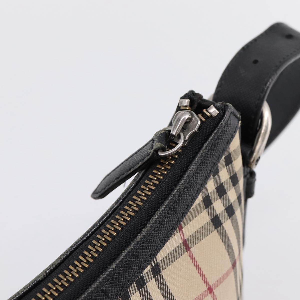 BURBERRY Nova Check Shoulder Bag Canvas Beige Silver Auth 203707