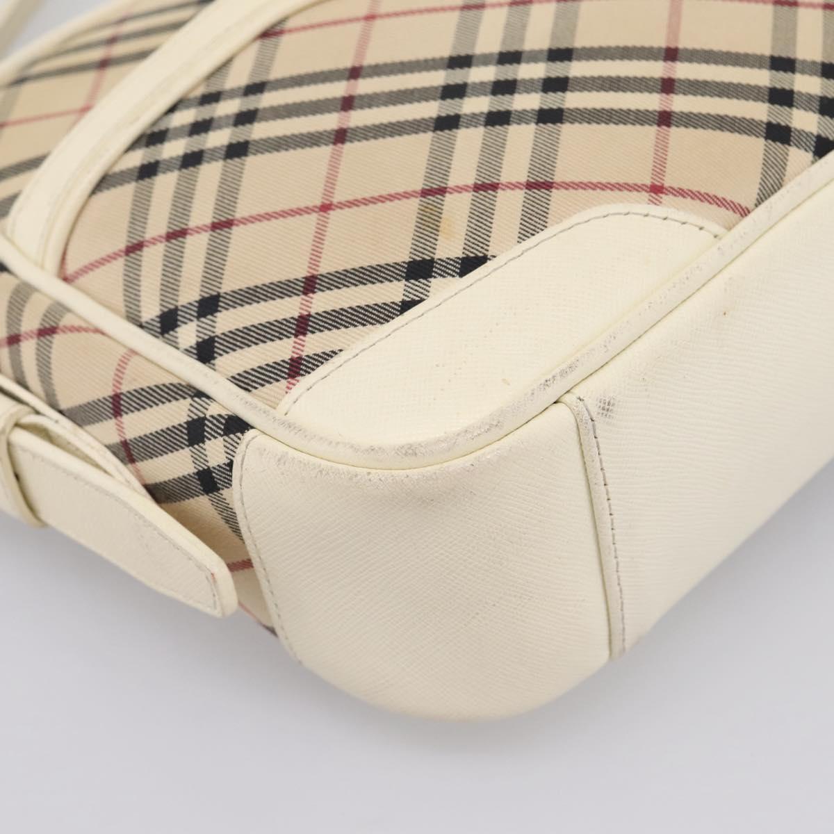 BURBERRY Nova Check Shoulder Bag Canvas Beige Silver Auth 203708