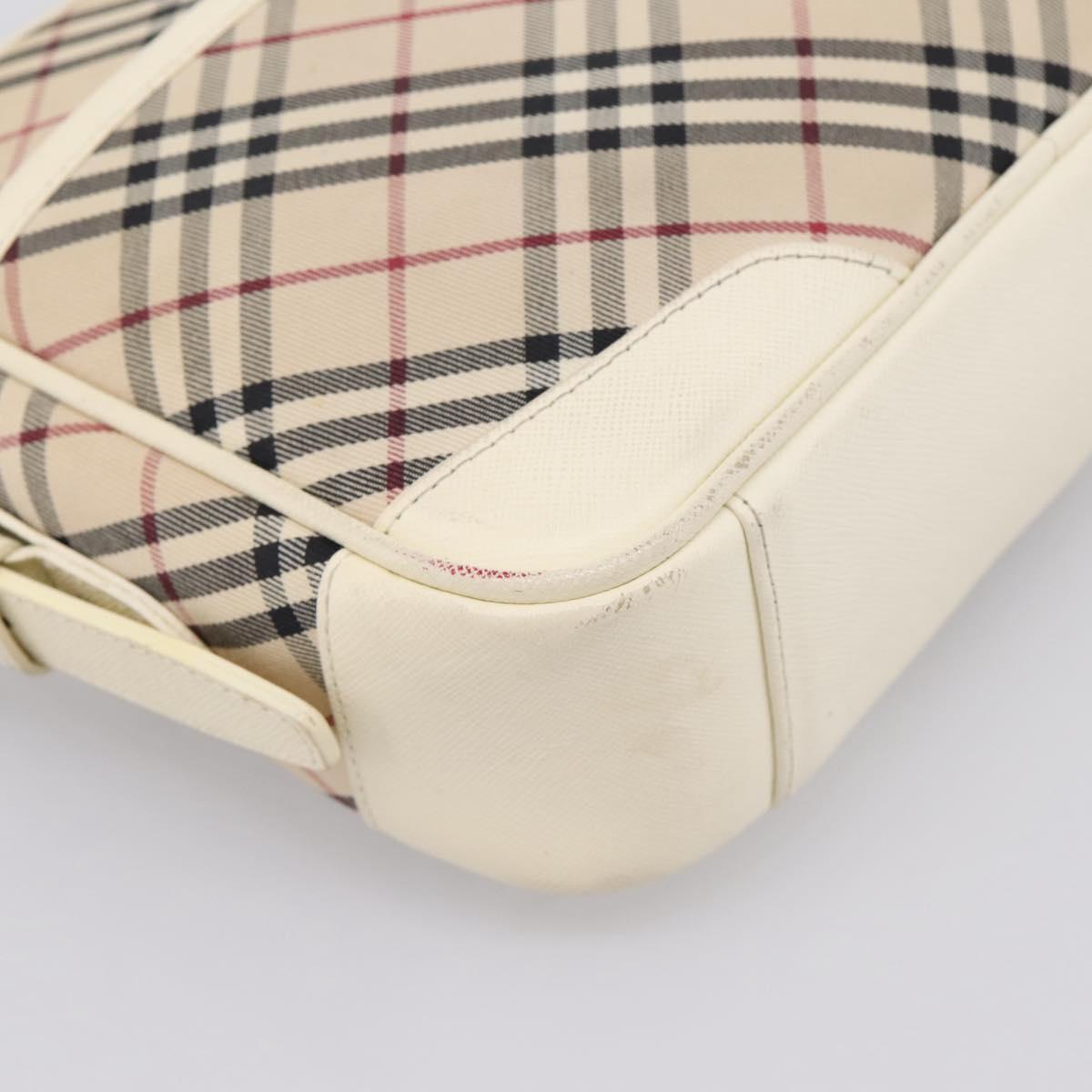 BURBERRY Nova Check Shoulder Bag Canvas Beige Silver Auth 203708