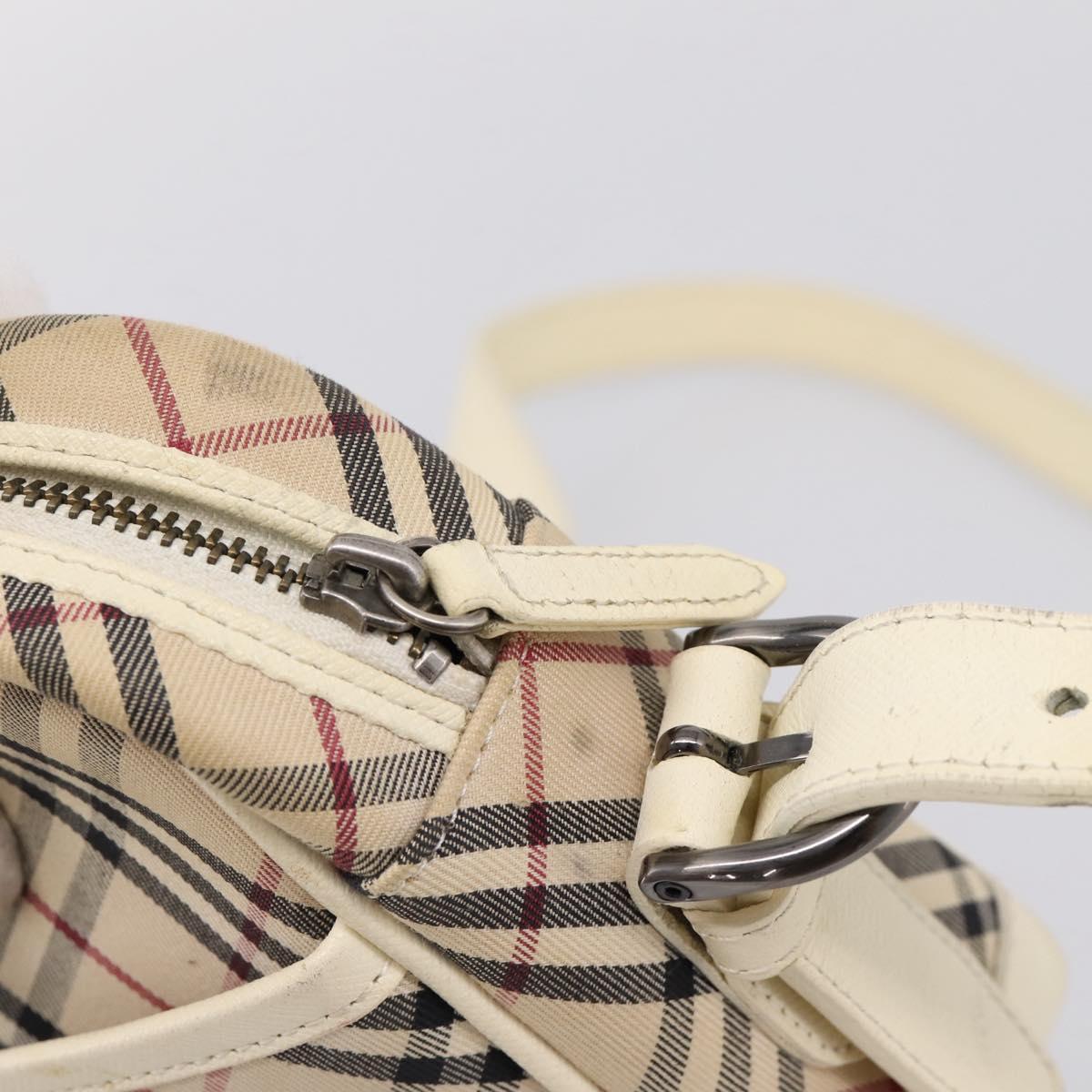 BURBERRY Nova Check Shoulder Bag Canvas Beige Silver Auth 203708