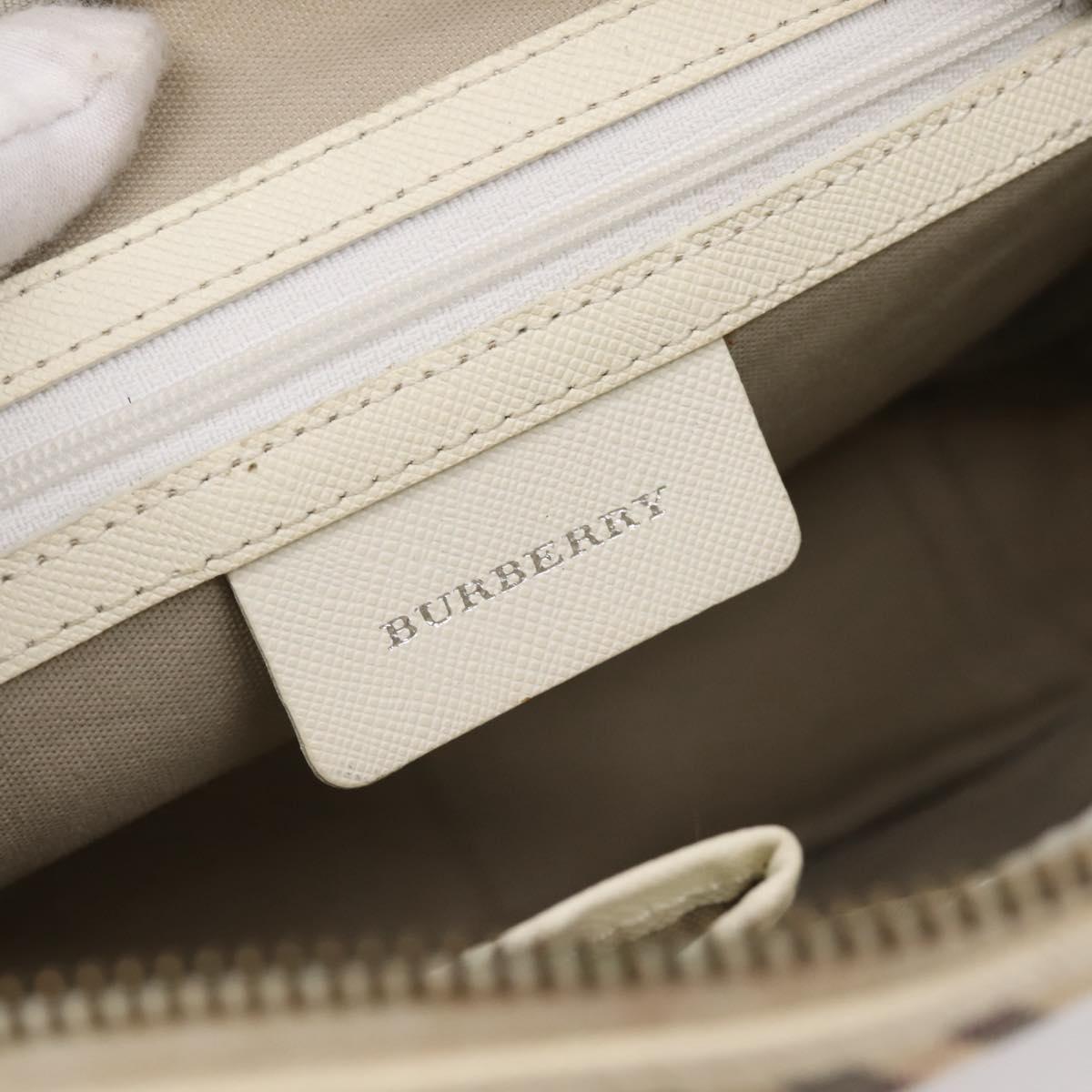 BURBERRY Nova Check Shoulder Bag Canvas Beige Silver Auth 203708
