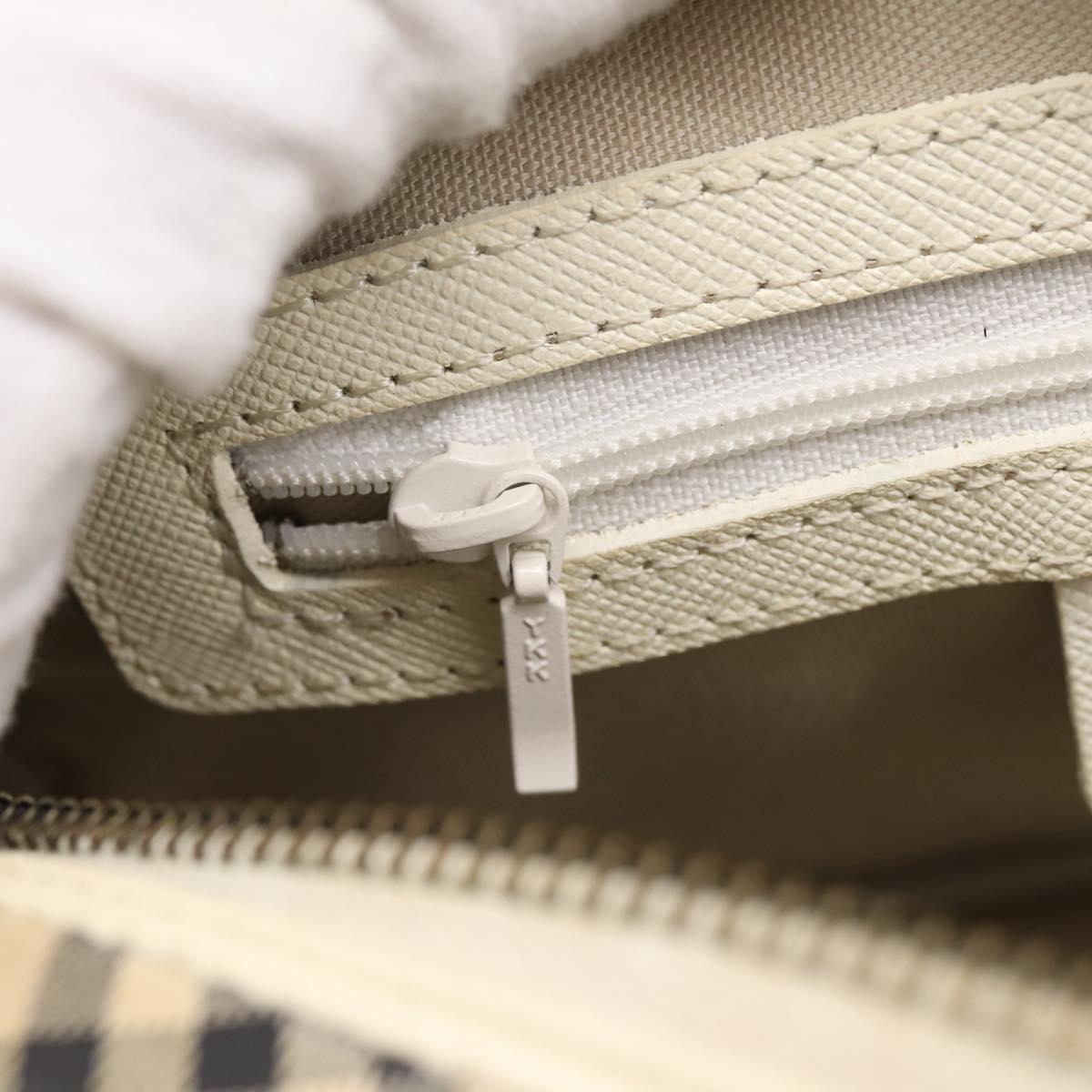 BURBERRY Nova Check Shoulder Bag Canvas Beige Silver Auth 203708