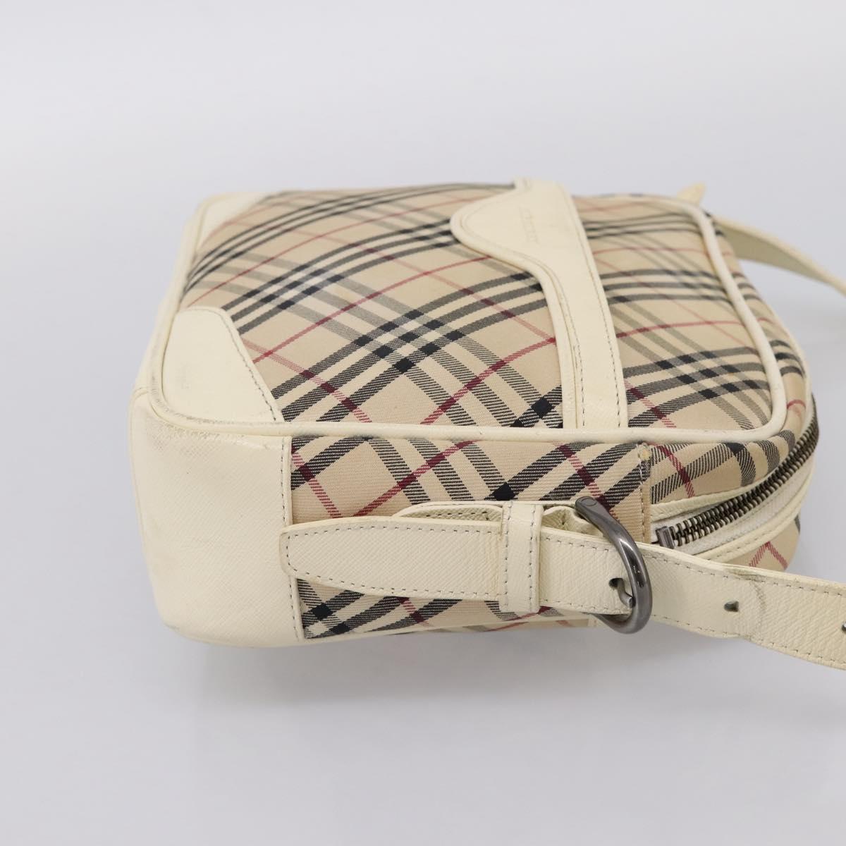 BURBERRY Nova Check Shoulder Bag Canvas Beige Silver Auth 203708
