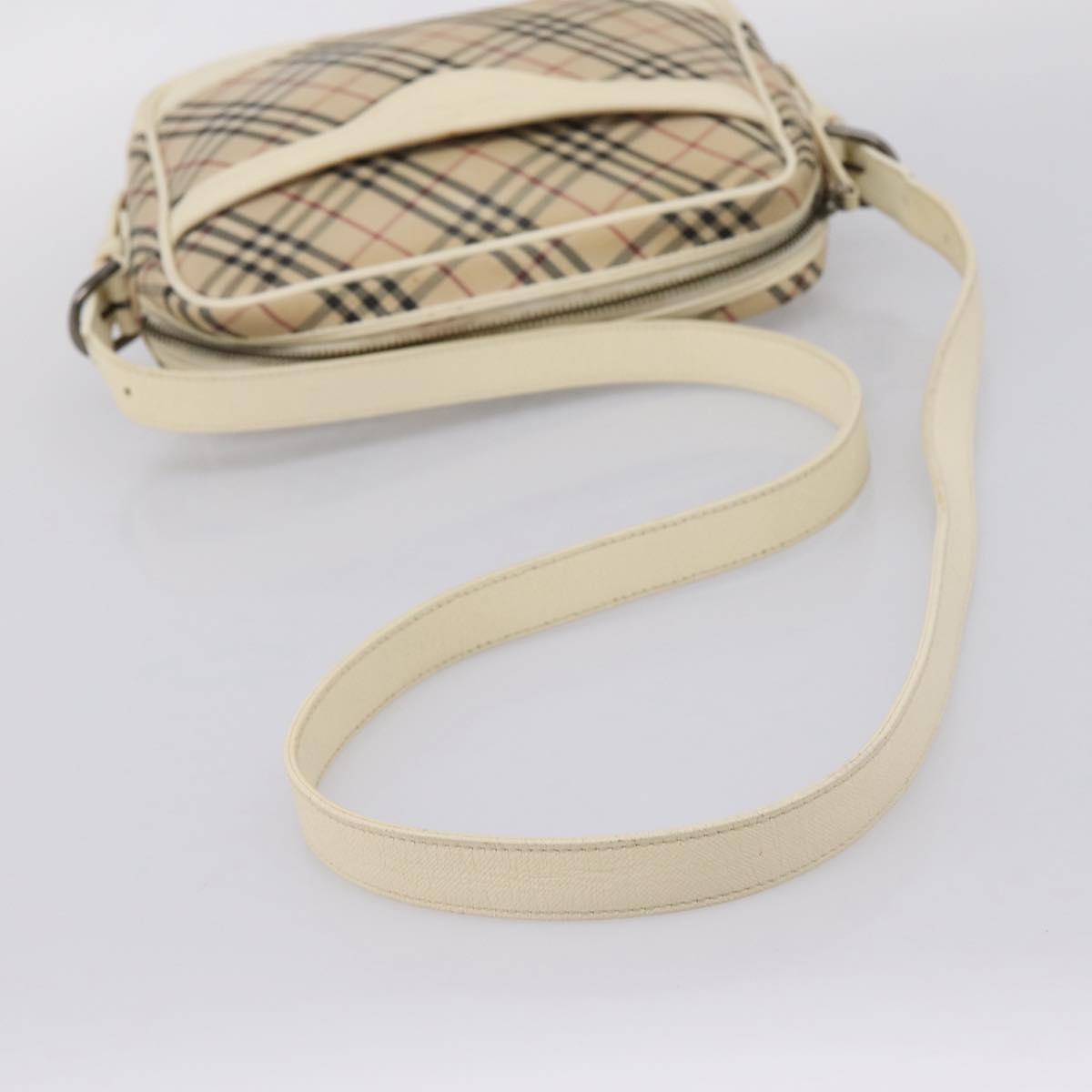 BURBERRY Nova Check Shoulder Bag Canvas Beige Silver Auth 203708