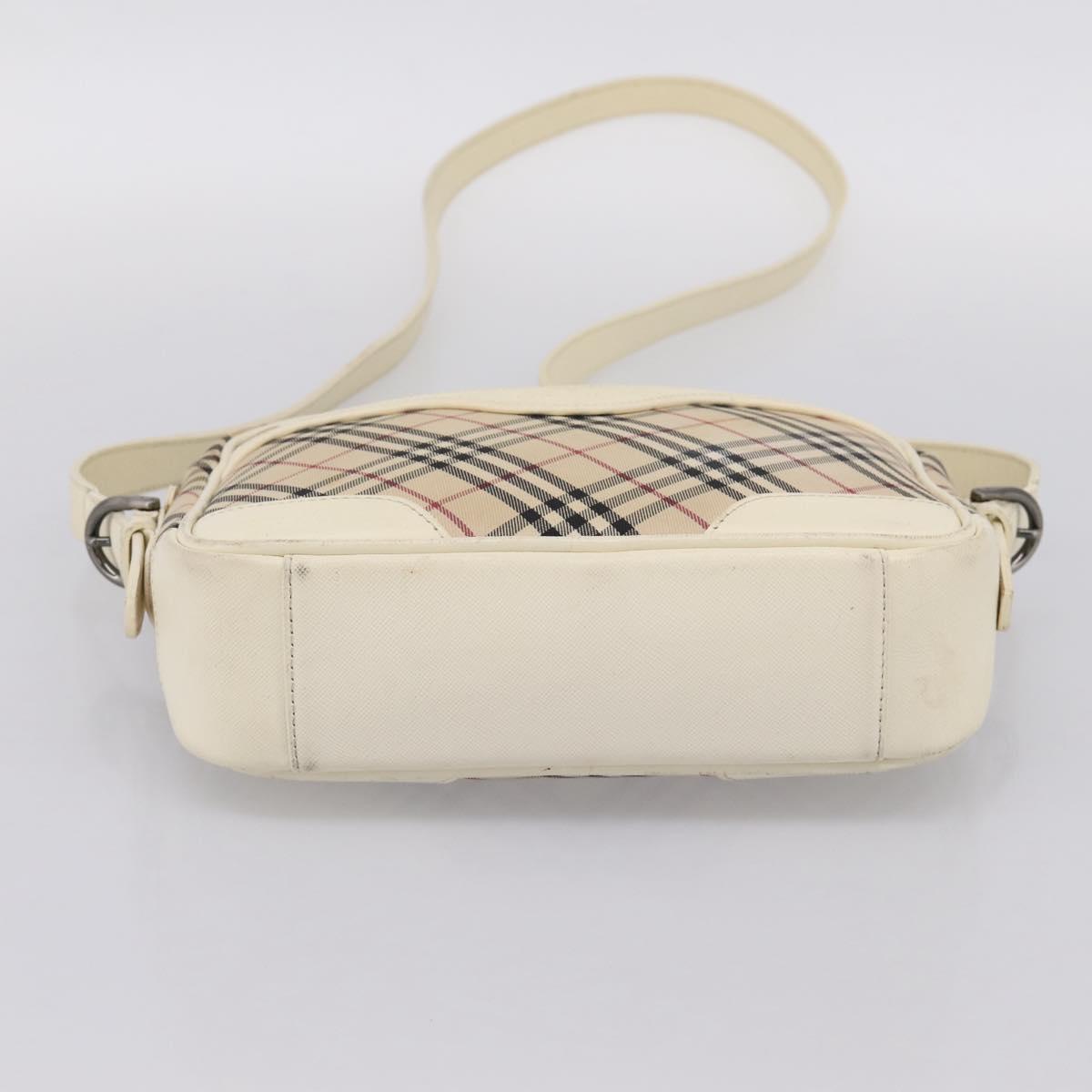 BURBERRY Nova Check Shoulder Bag Canvas Beige Silver Auth 203708