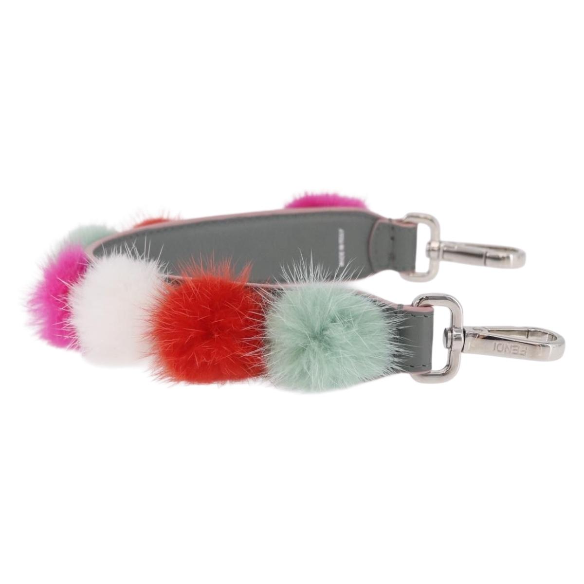 FENDI Strap Leather Multicolor Silver Auth 203712M