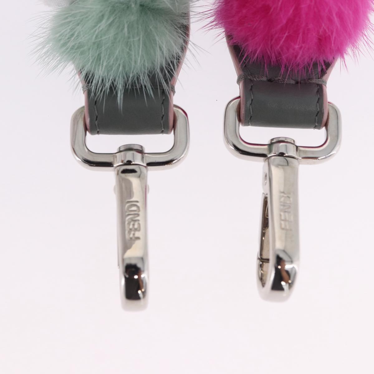 FENDI Strap Leather Multicolor Silver Auth 203712M