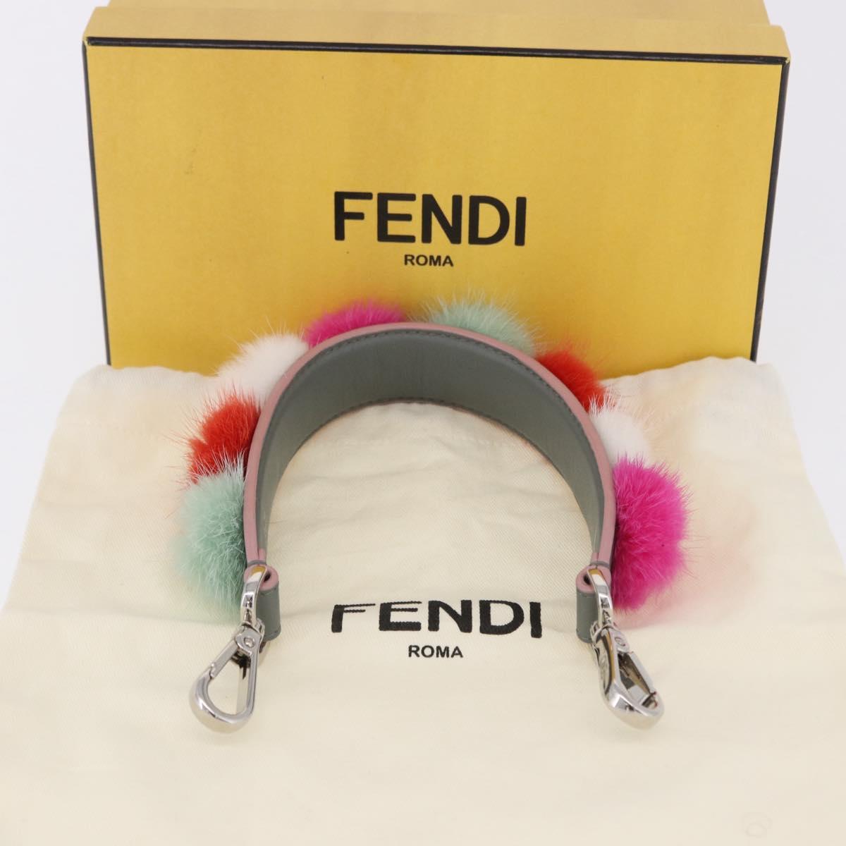 FENDI Strap Leather Multicolor Silver Auth 203712M