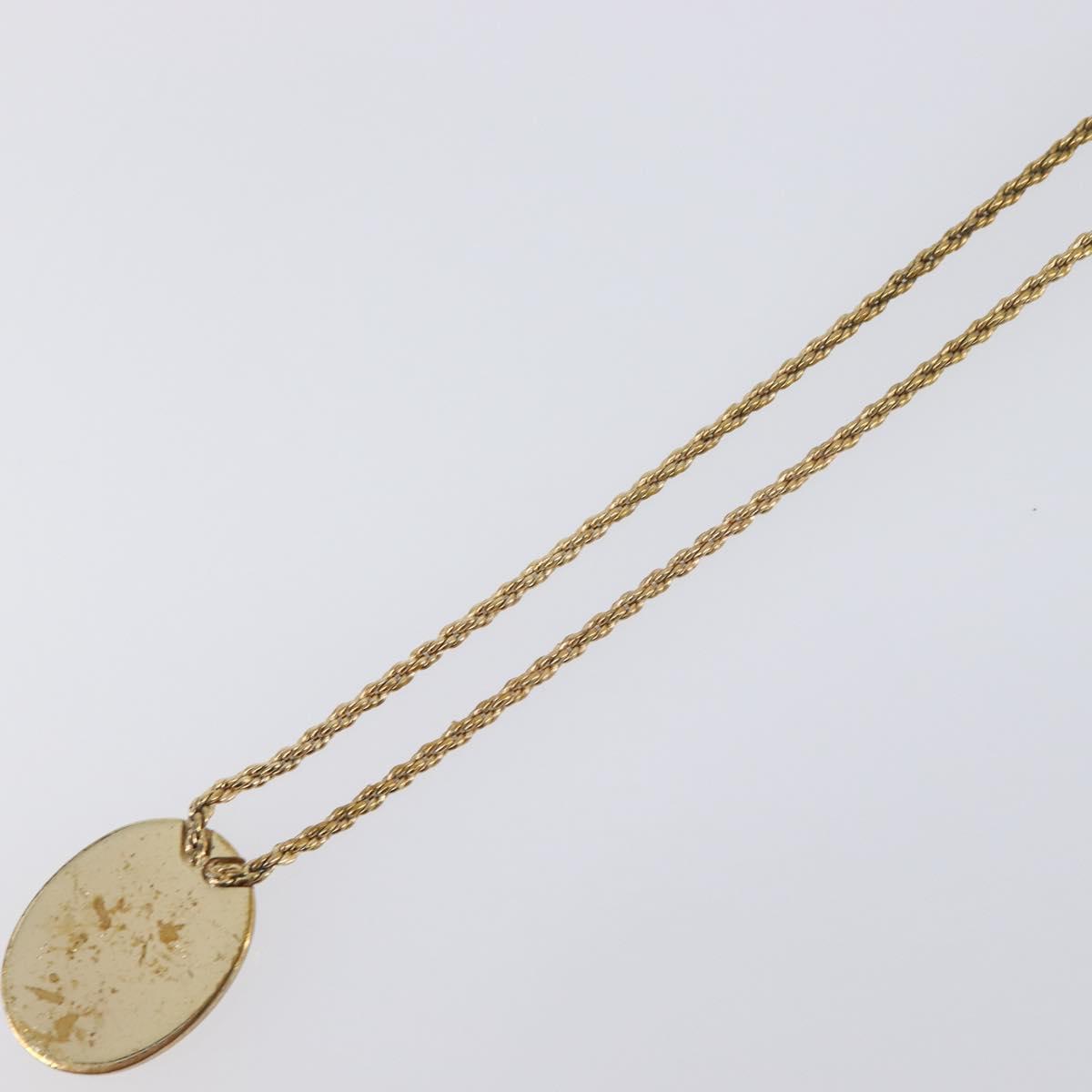 Christian Dior Necklace Metal Gold Tone Auth 203713