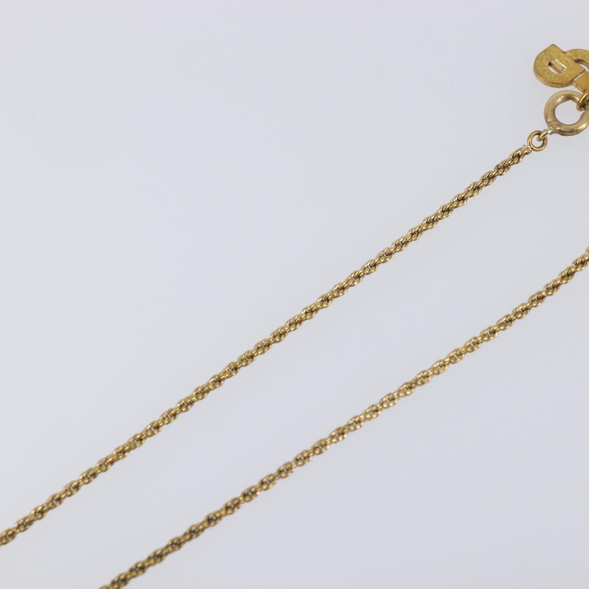 Christian Dior Necklace Metal Gold Tone Auth 203713