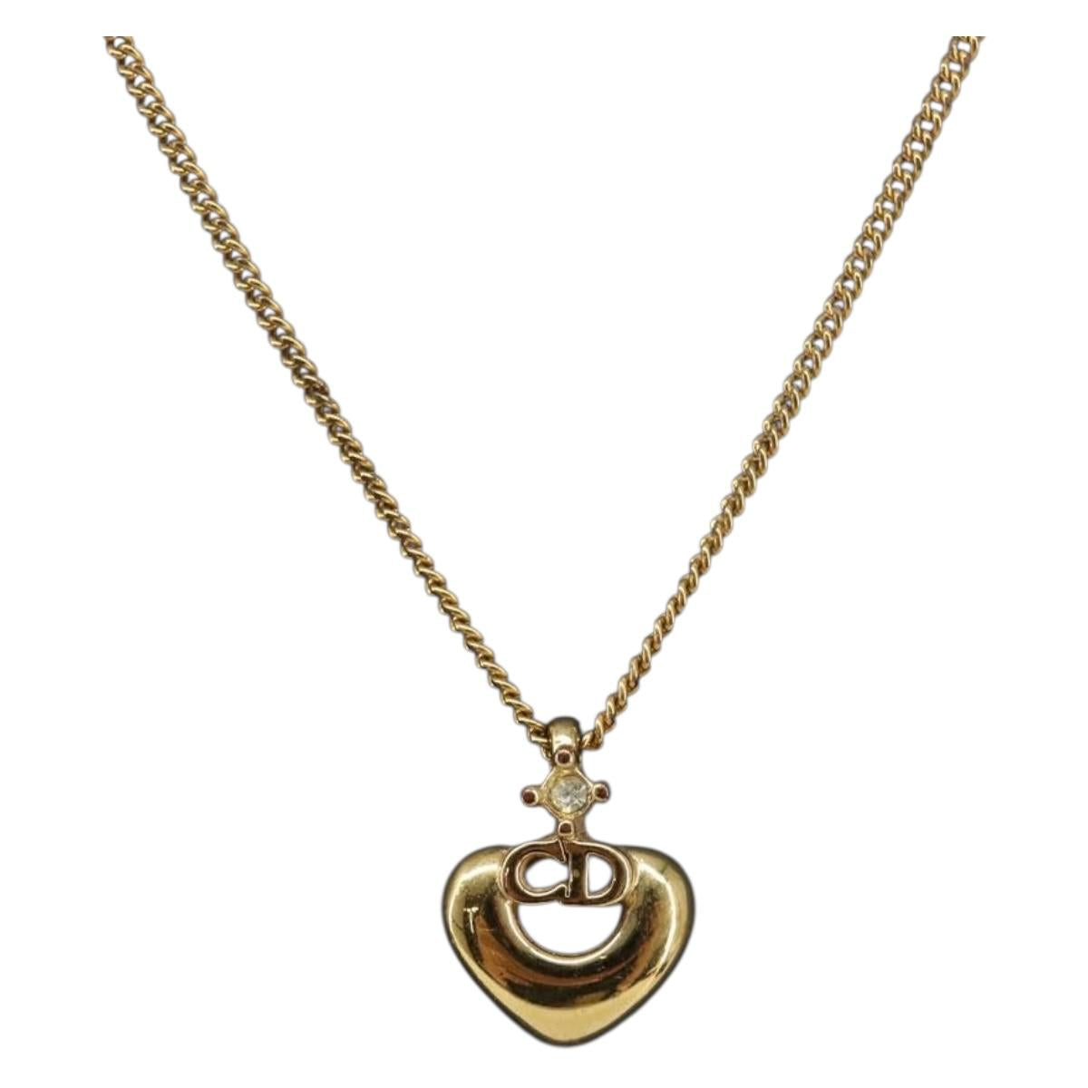 Christian Dior Necklace Metal Gold Tone Auth 203714