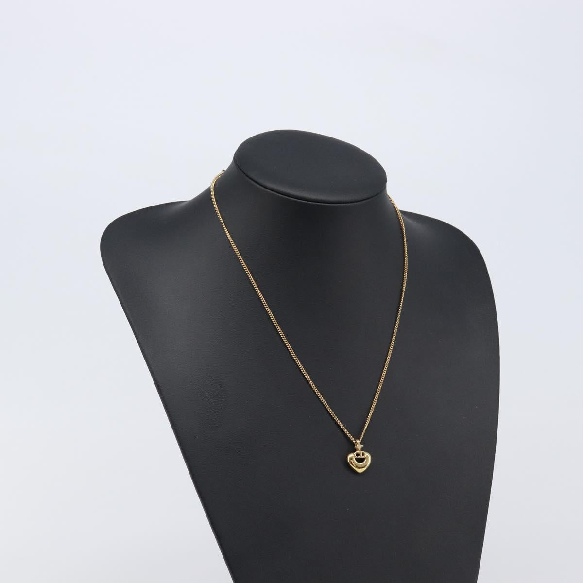 Christian Dior Necklace Metal Gold Tone Auth 203714