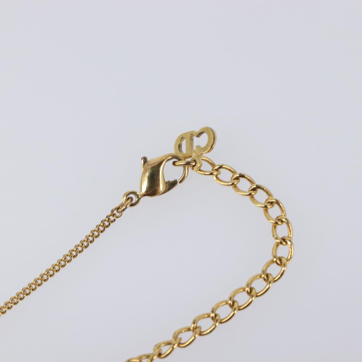 Christian Dior Necklace Metal Gold Tone Auth 203714