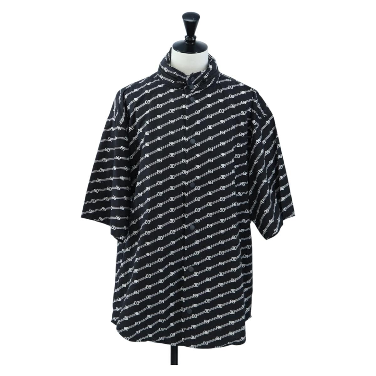 BALENCIAGA Short Sleeve Shirt Cotton 39 Black Auth 203728M