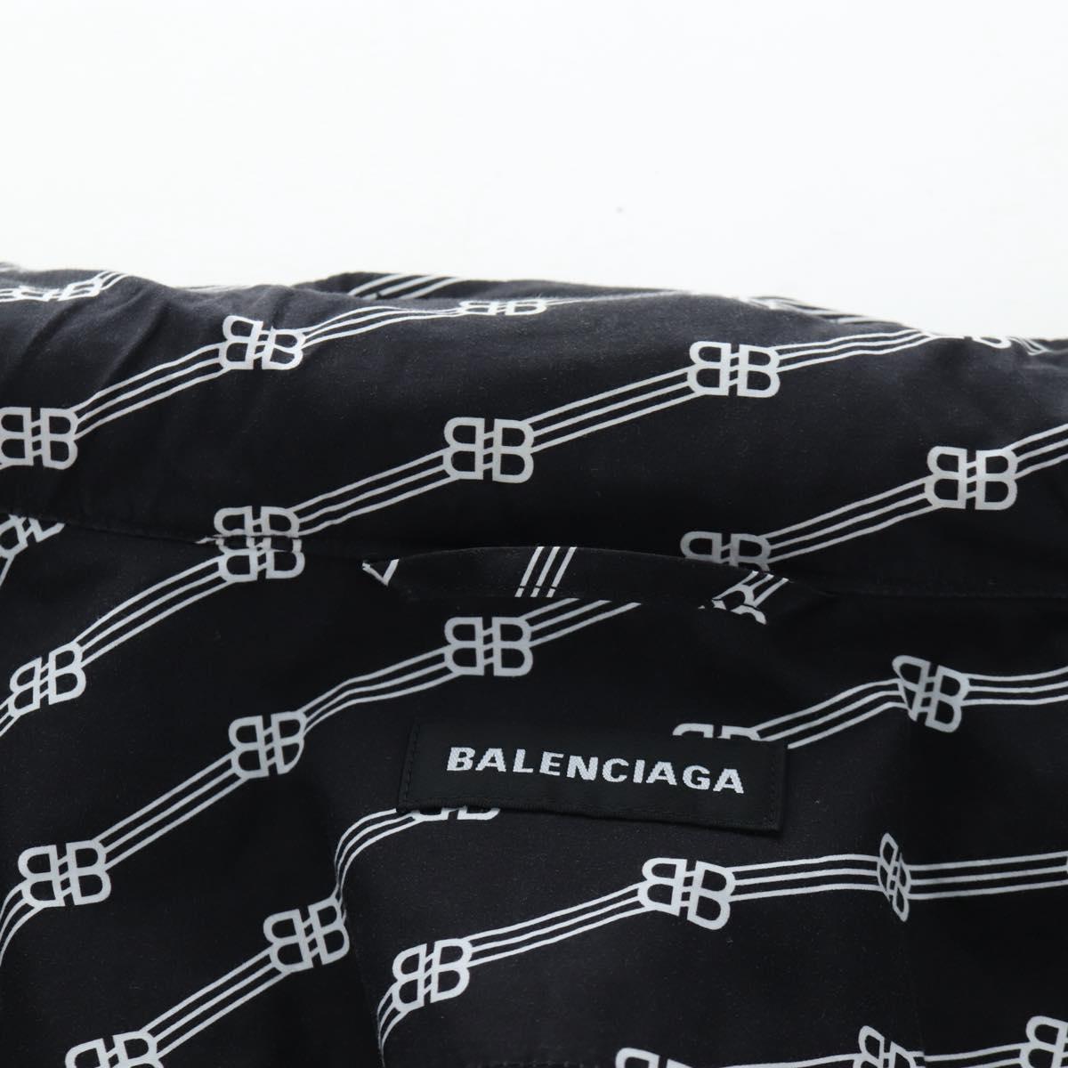BALENCIAGA Short Sleeve Shirt Cotton 39 Black Auth 203728M