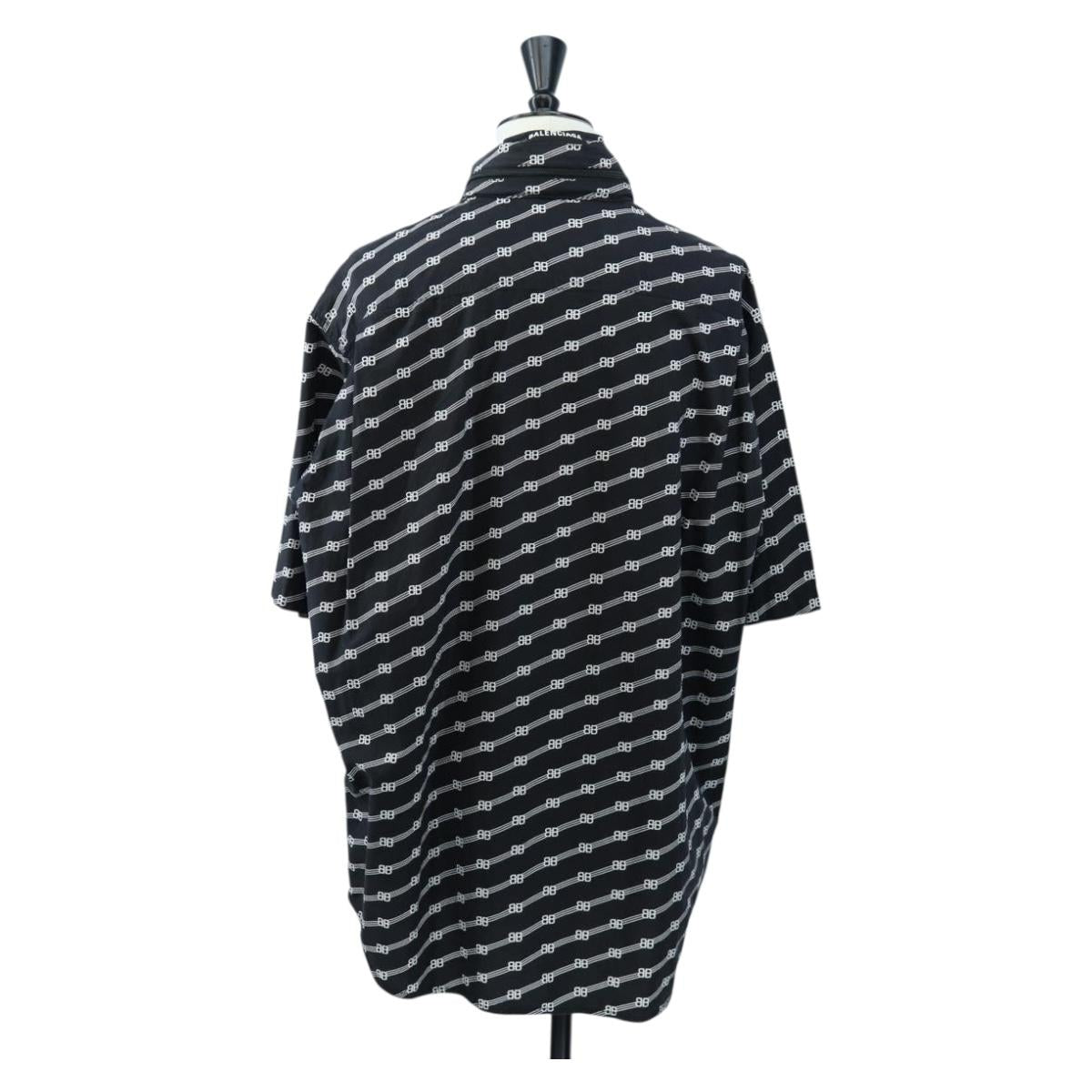 BALENCIAGA Short Sleeve Shirt Cotton 39 Black Auth 203728M