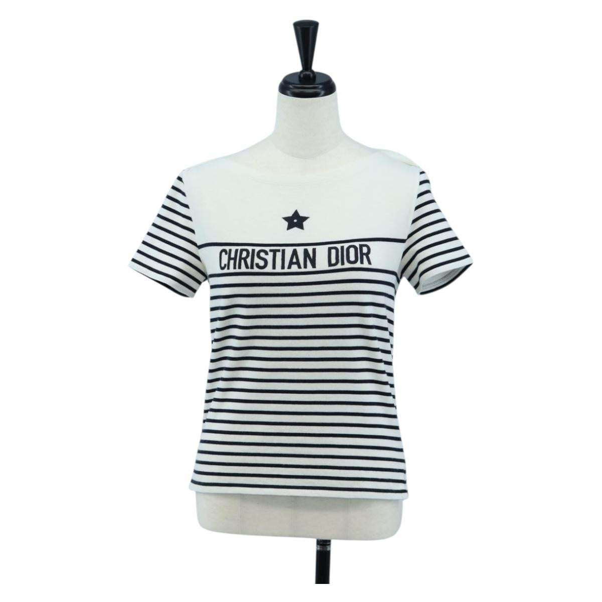 Christian Dior Short Sleeved T Shirt Cotton XS White Auth 203729M
