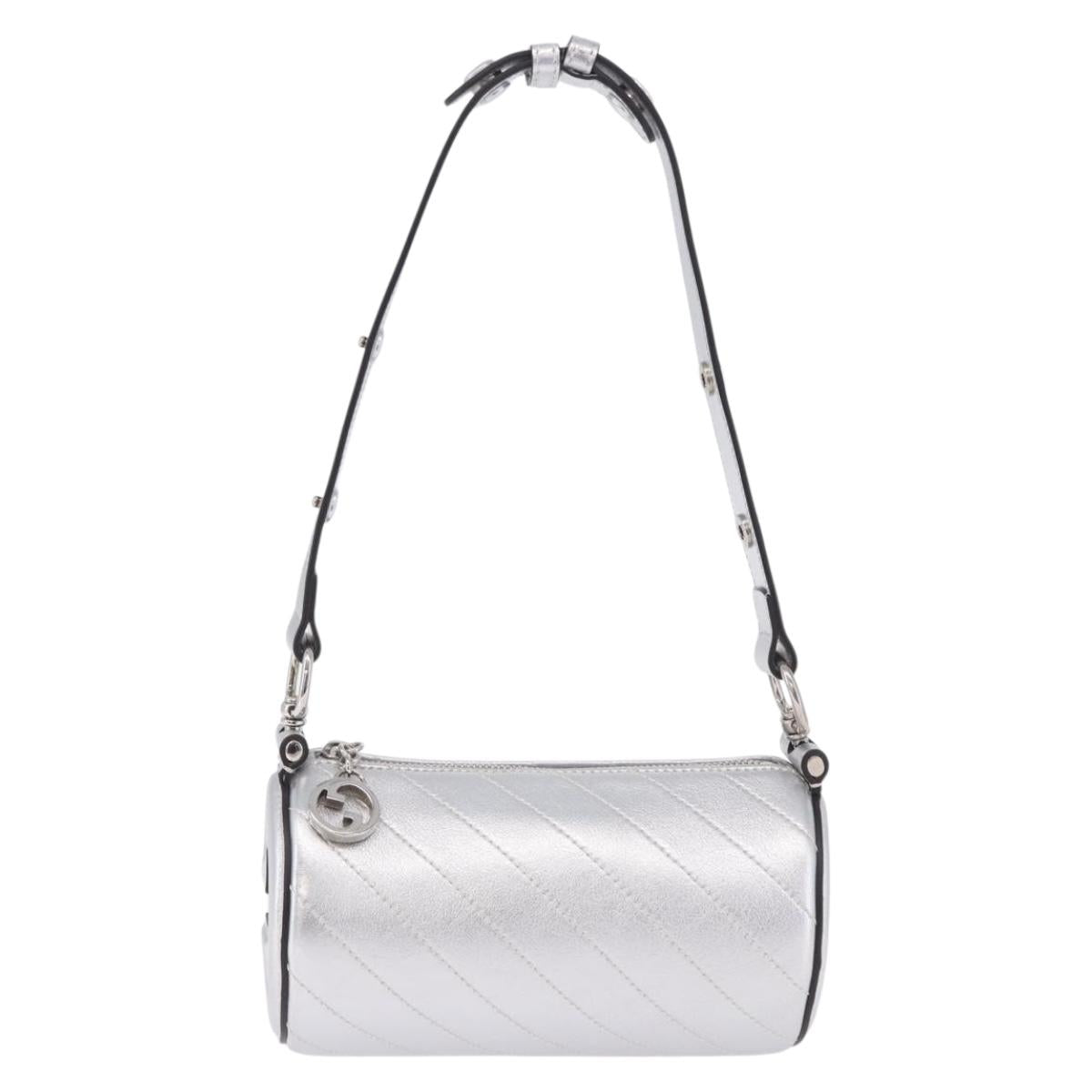 GUCCI Blondy Shoulder Bag Leather Silver 760170 Auth 203732M