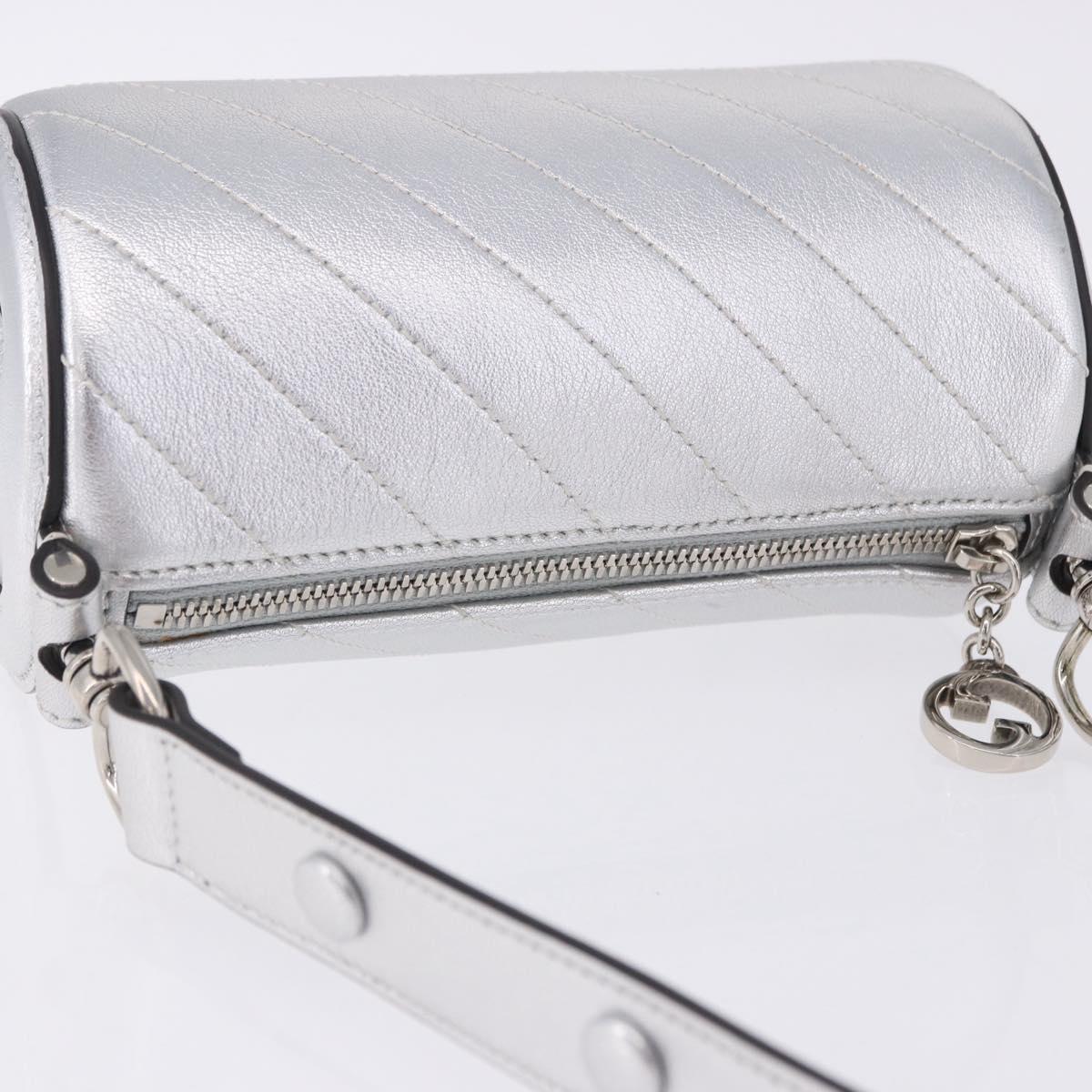 GUCCI Blondy Shoulder Bag Leather Silver 760170 Auth 203732M