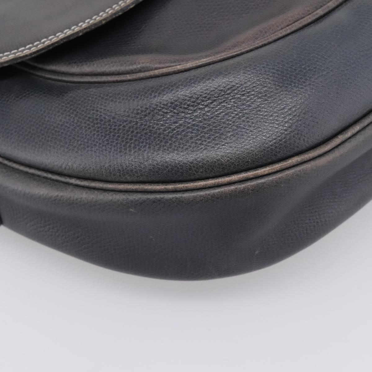 LOEWE Shoulder Bag Leather Gray Gold Auth 203734