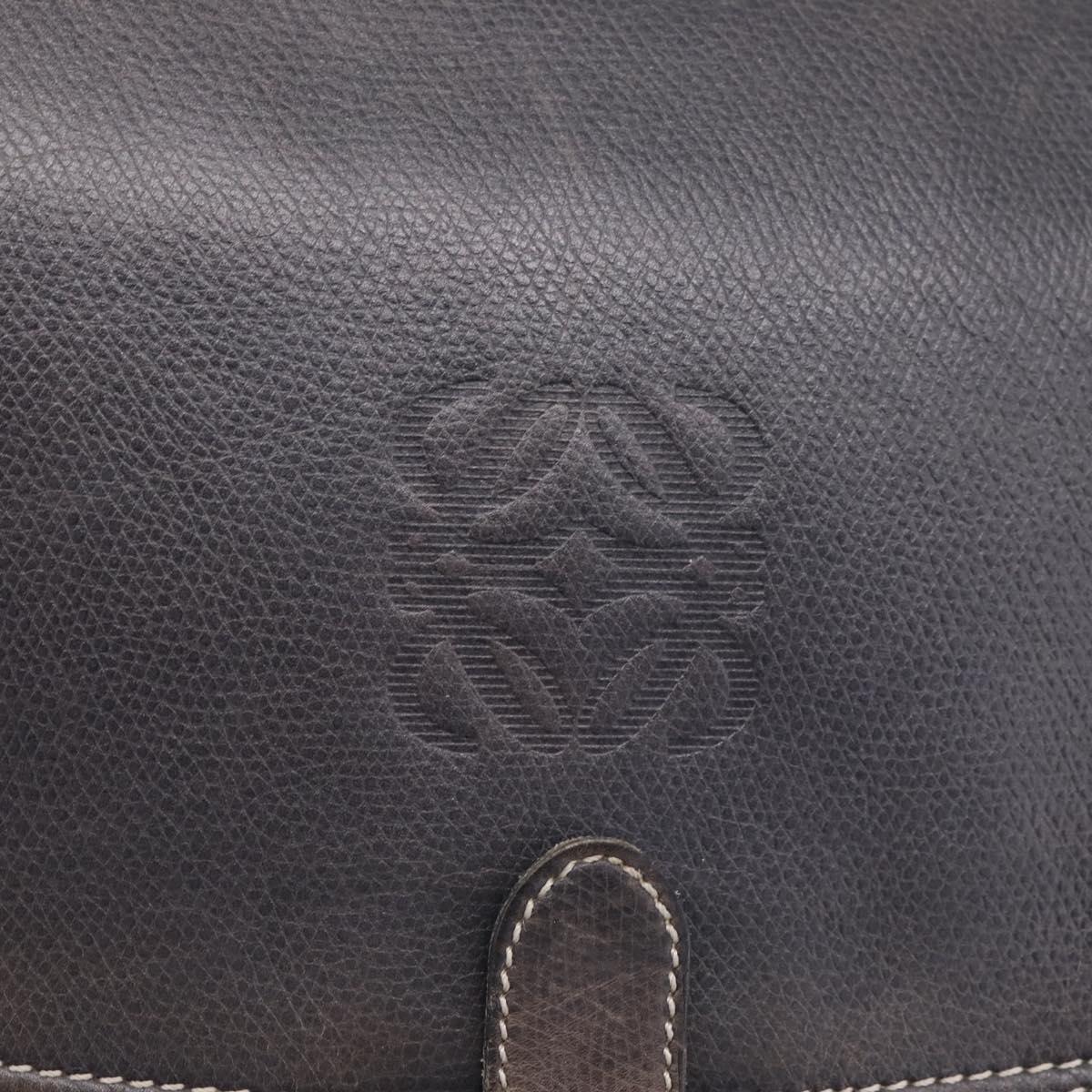 LOEWE Shoulder Bag Leather Gray Gold Auth 203734