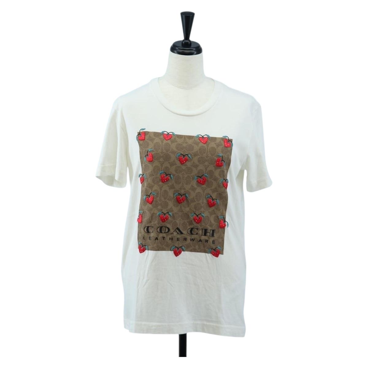 Coach Signature Short-sleeved T-shirt Cotton XS White Auth 203737M