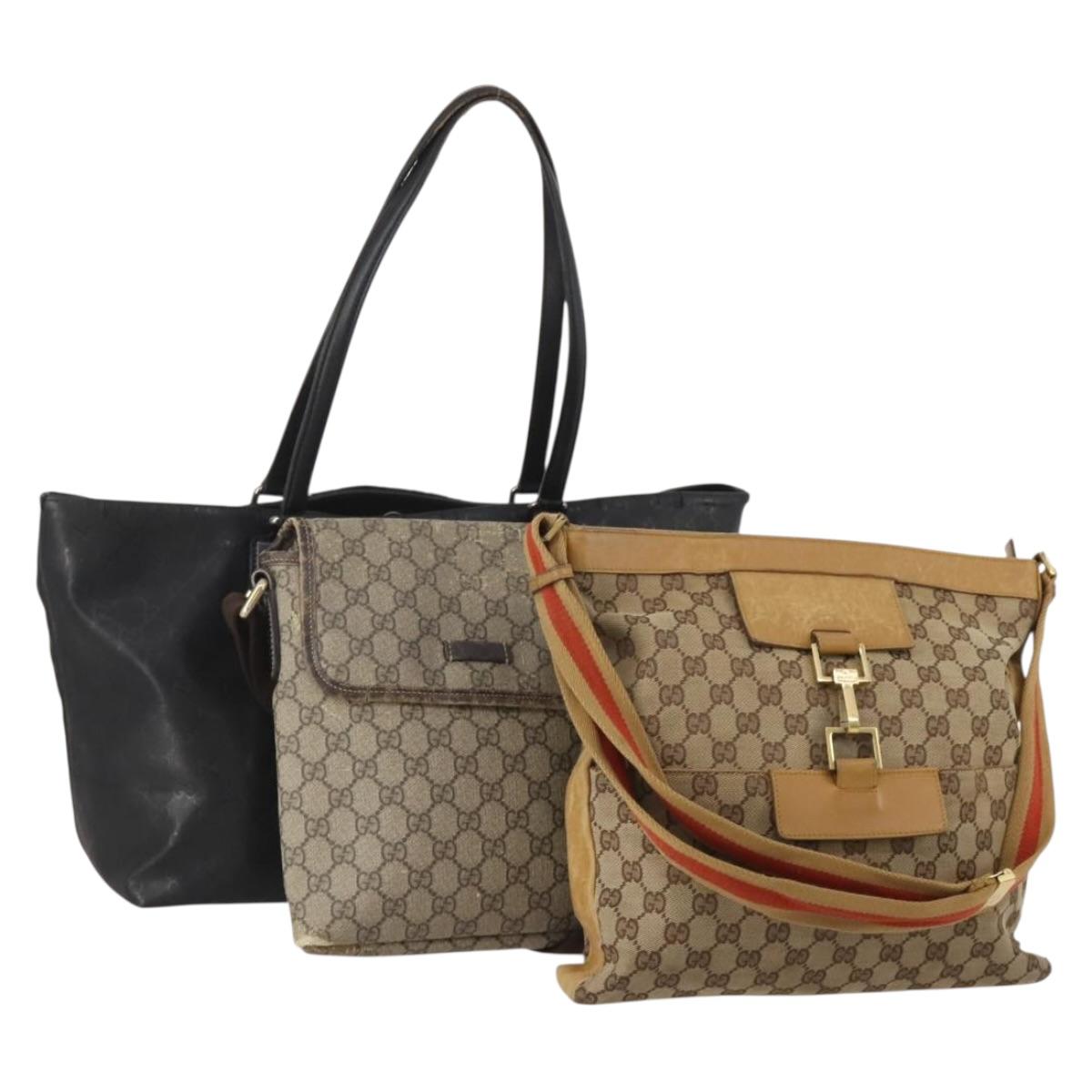 GUCCI GG Canvas GG Supreme GG Imprime Sherry Line Bag PVC 3 Set Auth 203739