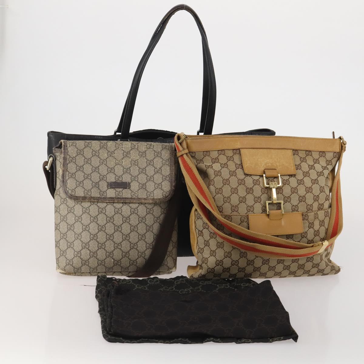 GUCCI GG Canvas GG Supreme GG Imprime Sherry Line Bag PVC 3 Set Auth 203739