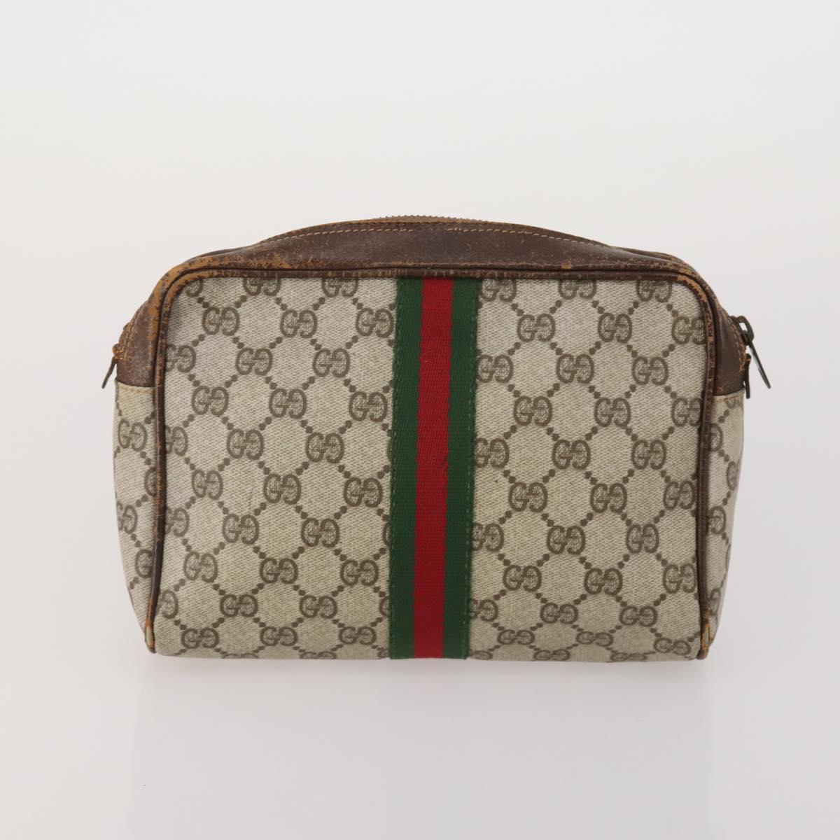 GUCCI GG Canvas GG Supreme Web Sherry Line Bag PVC Leather 3 Set Auth 203740