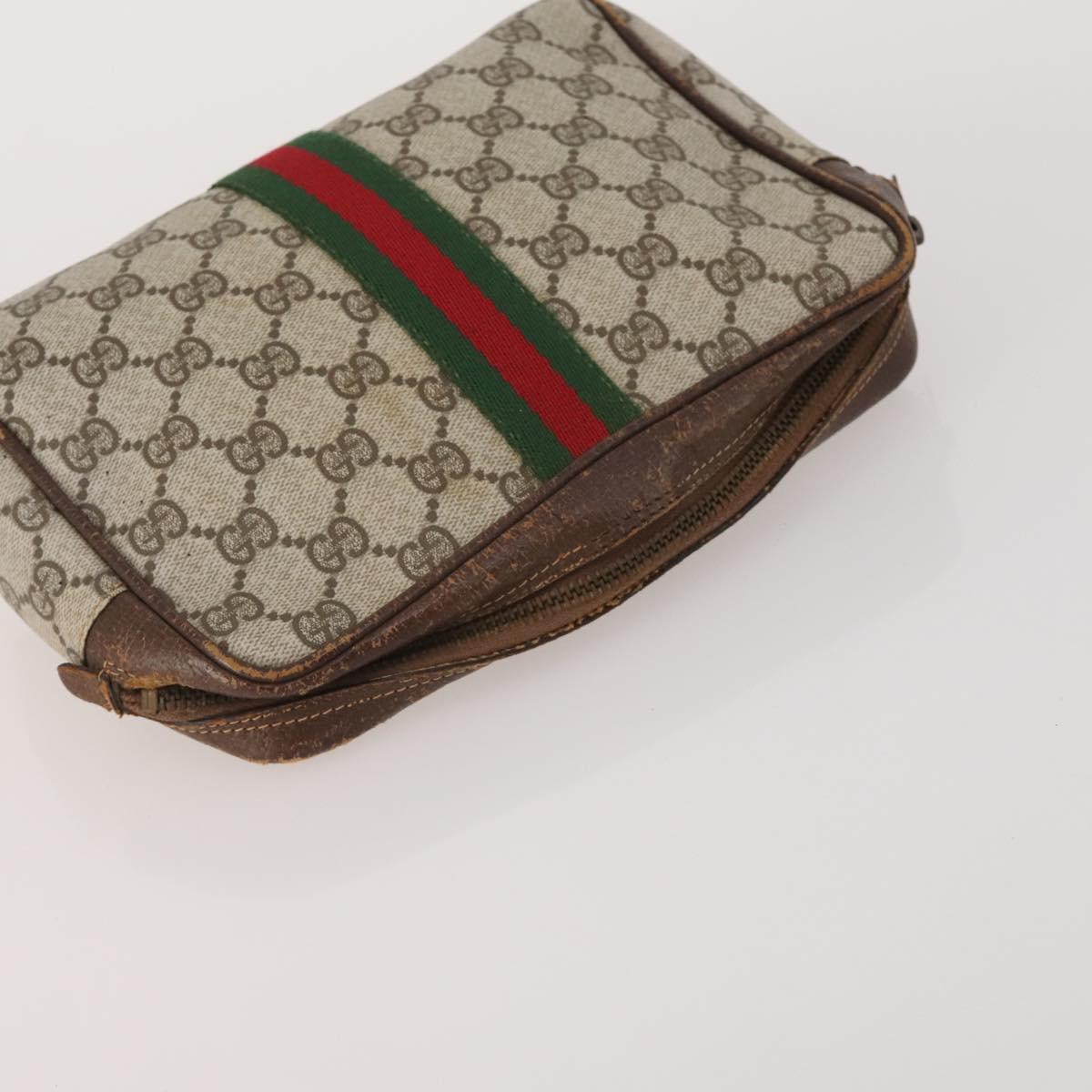 GUCCI GG Canvas GG Supreme Web Sherry Line Bag PVC Leather 3 Set Auth 203740